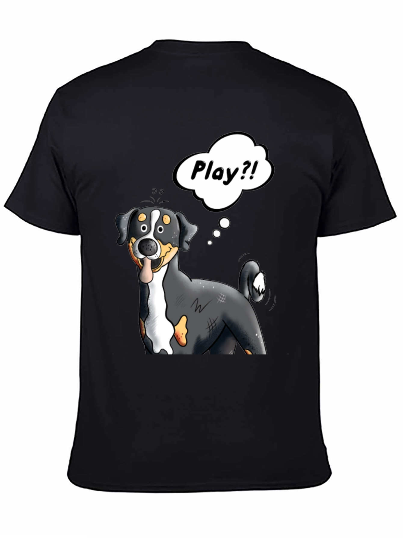Black Playful Dog Cartoon Graphic Tee view 4