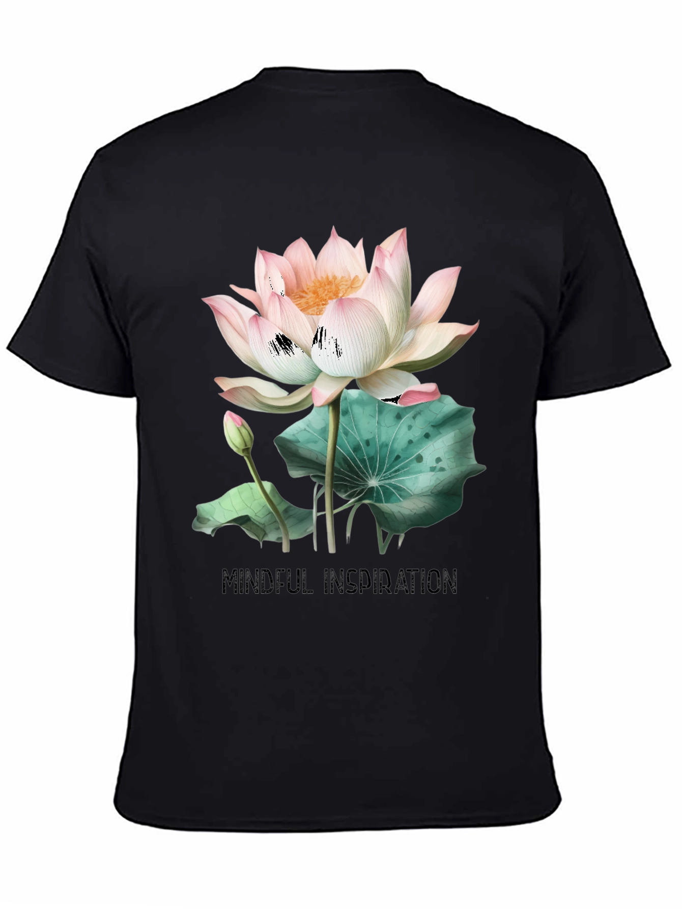 Black Mindful Inspiration Lotus Graphic Tee - Black view 4