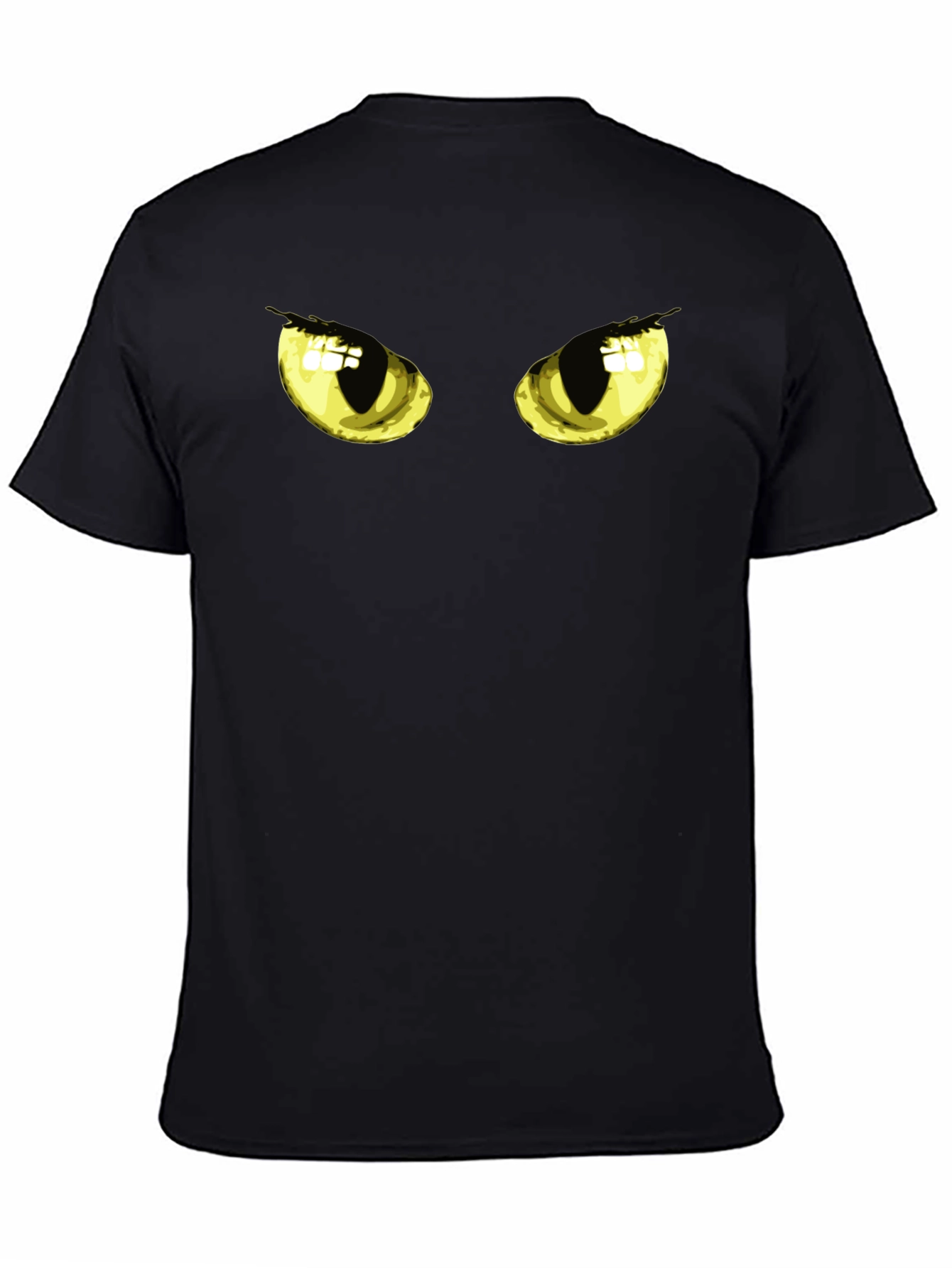 Black Men's Black T-Shirt with Cat Eyes Graphic view 4