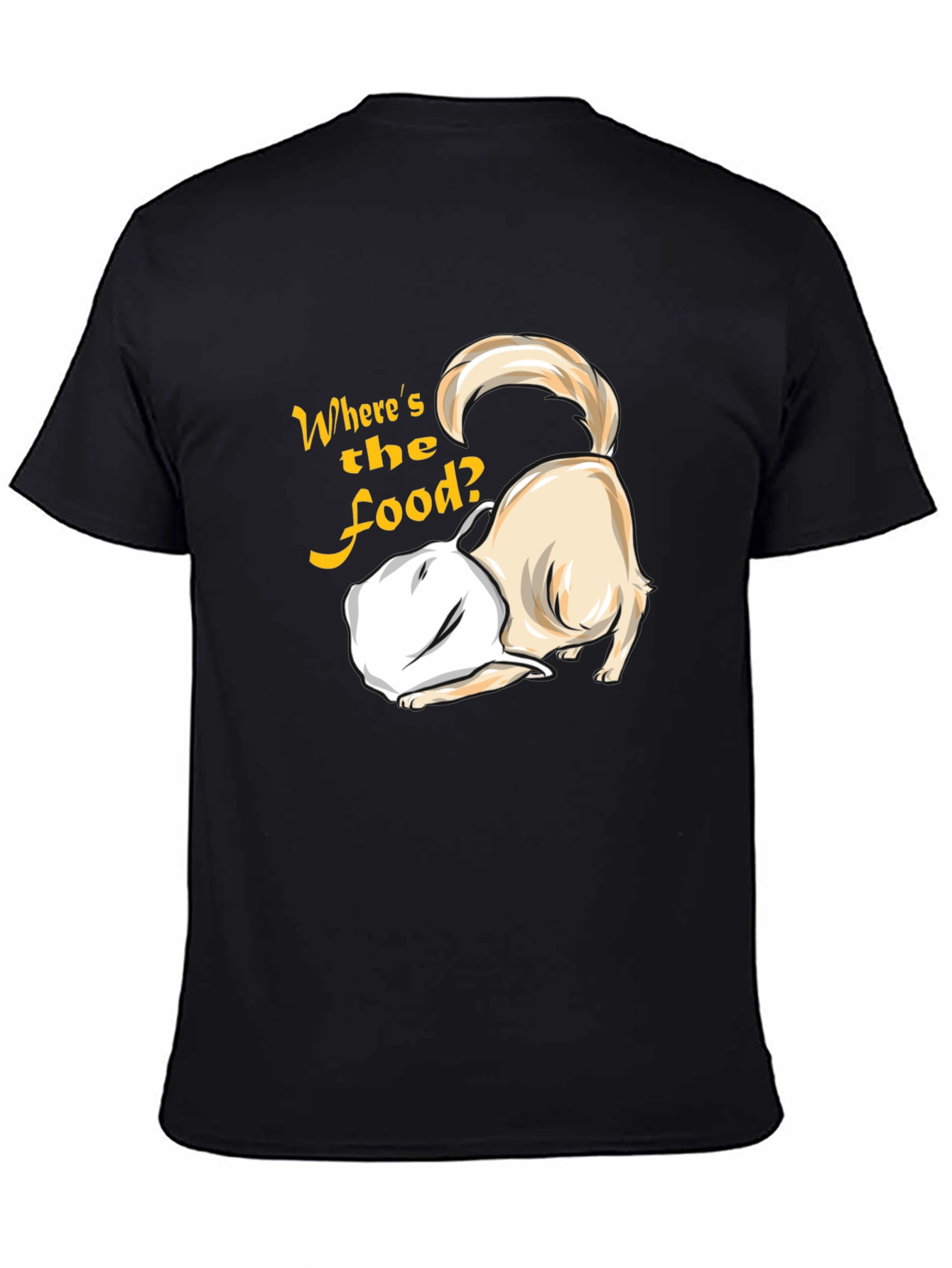 Black Funny Dog 'Where's the Food?' Black T-Shirt view 4