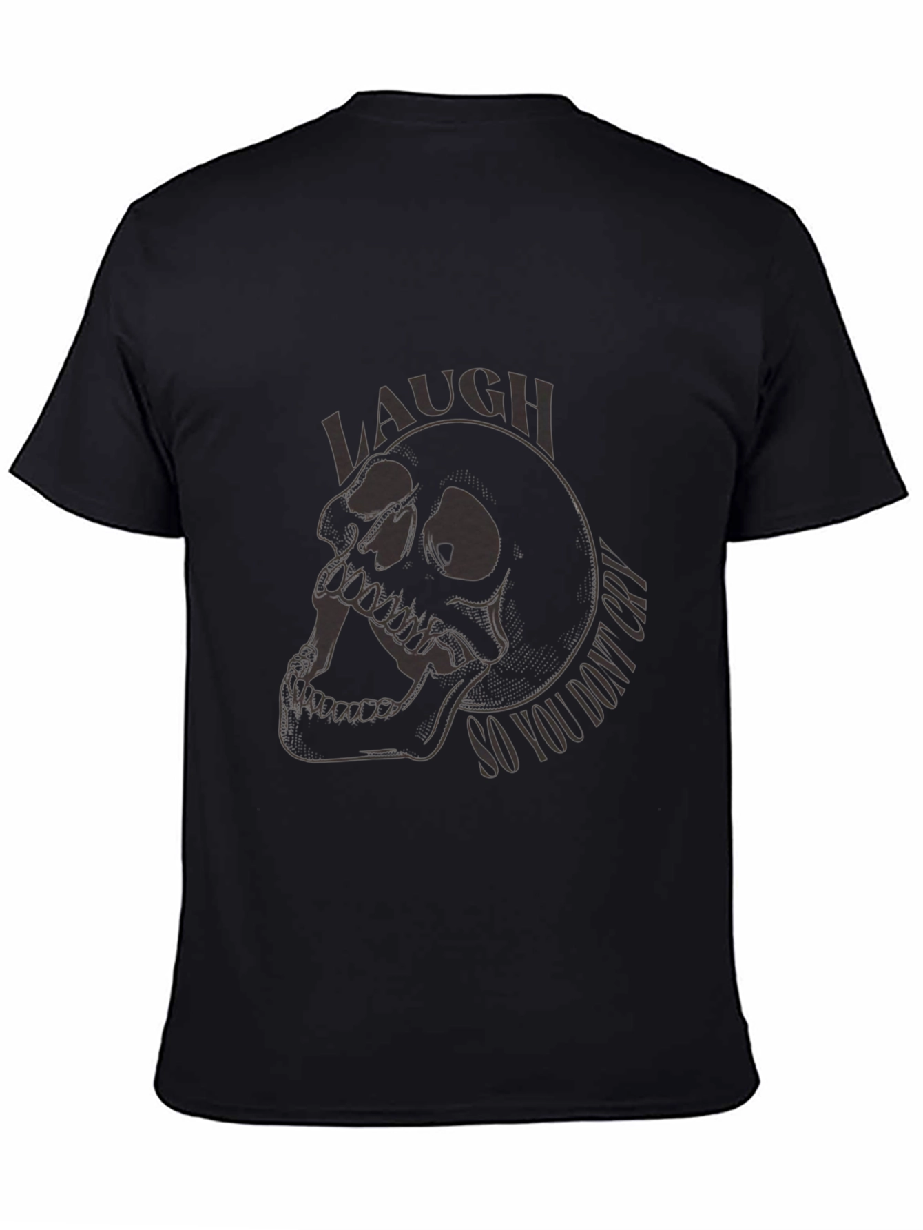 Black Skull Graphic T-Shirt - Laugh So You Don't Cry Tee view 4