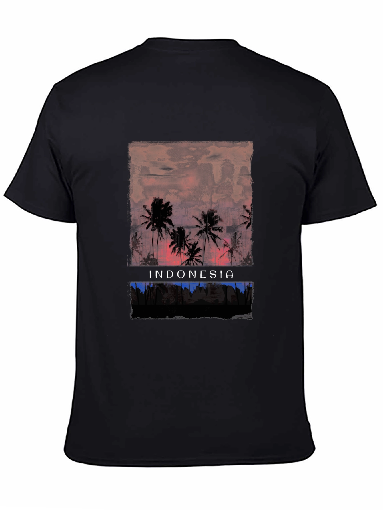 Black Indonesia Palm Tree Graphic Tee - Black view 4