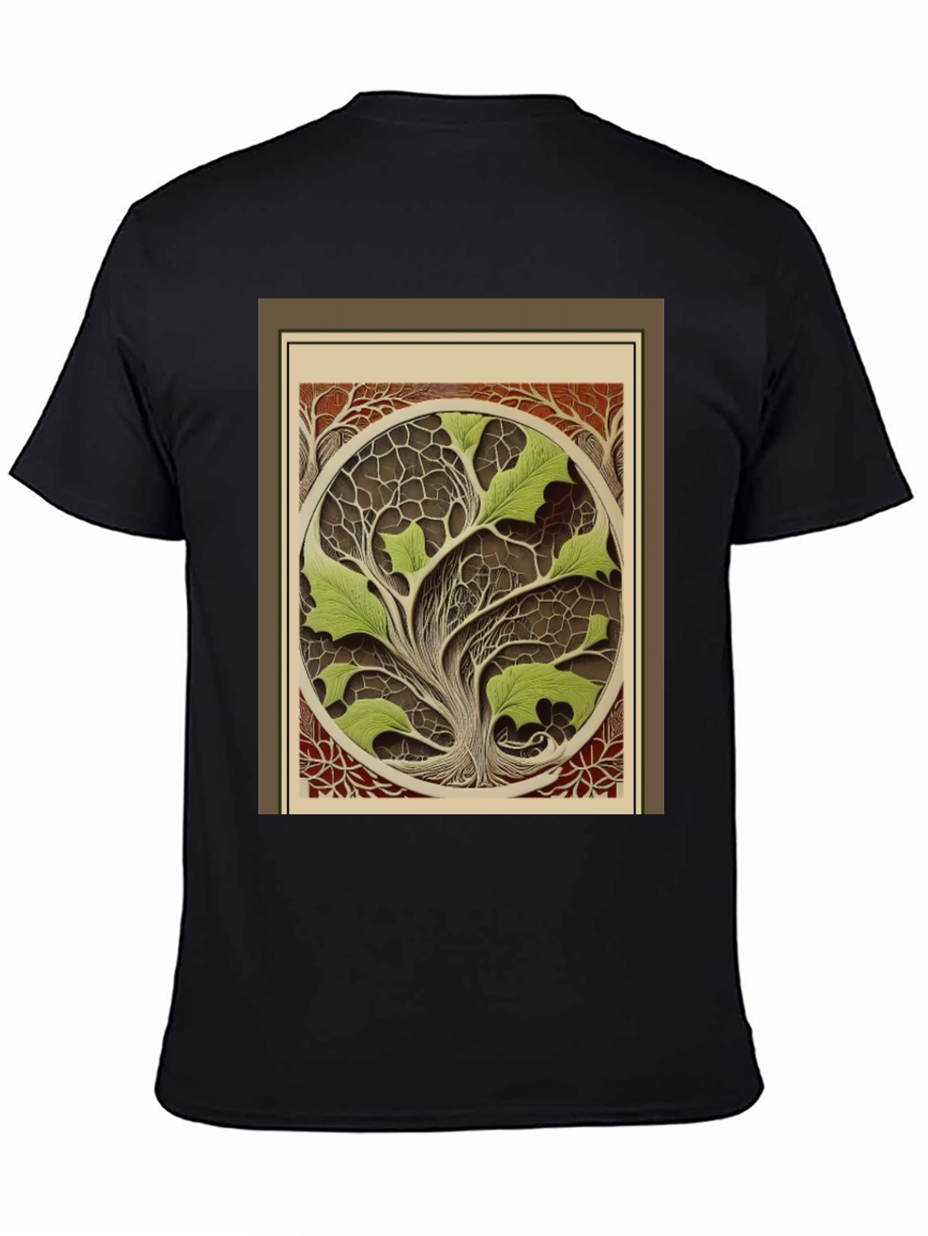 Black Arboreal Art T-Shirt - Nature Inspired Design view 4