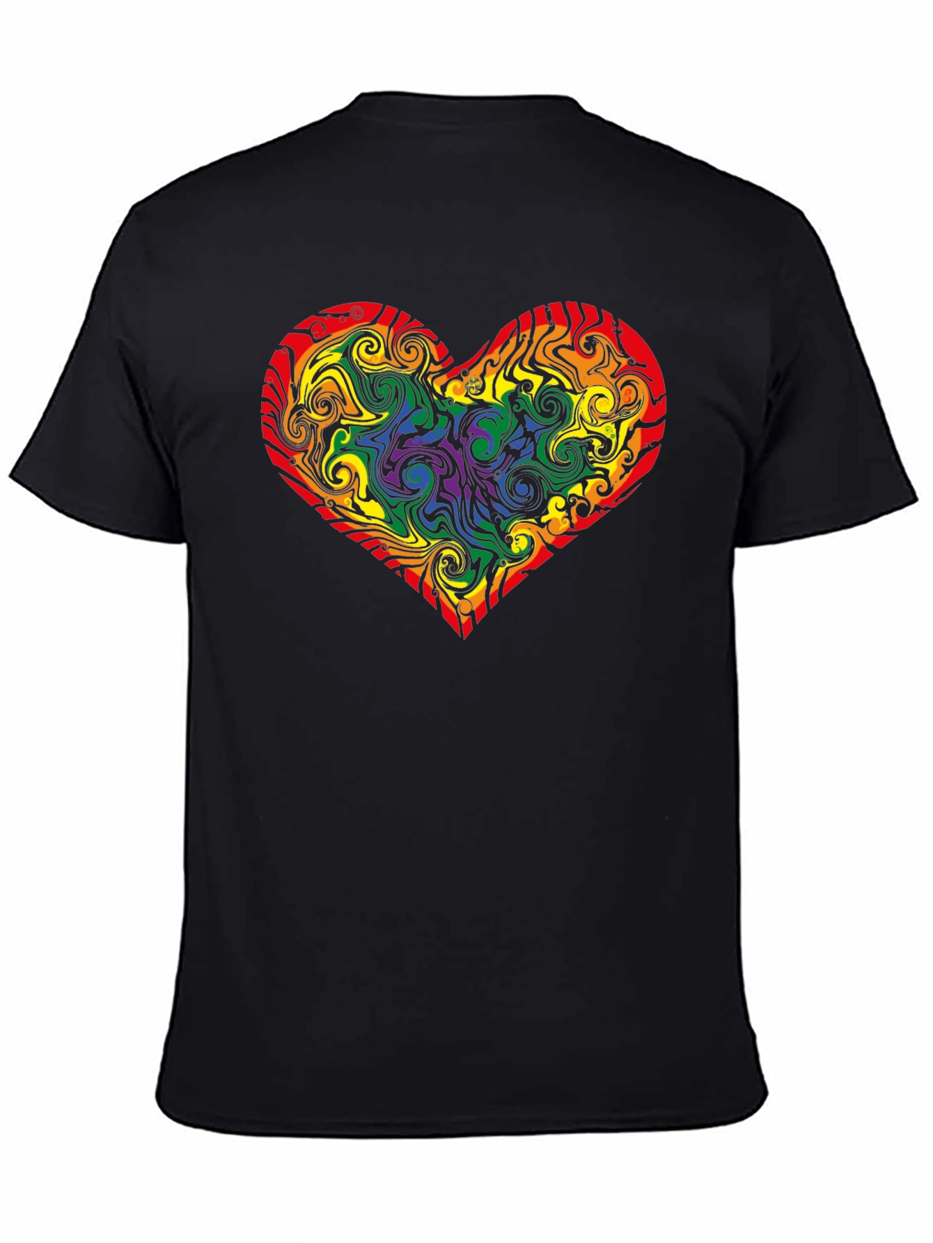 Black Rainbow Heart Swirl T-Shirt - Pride Apparel view 4