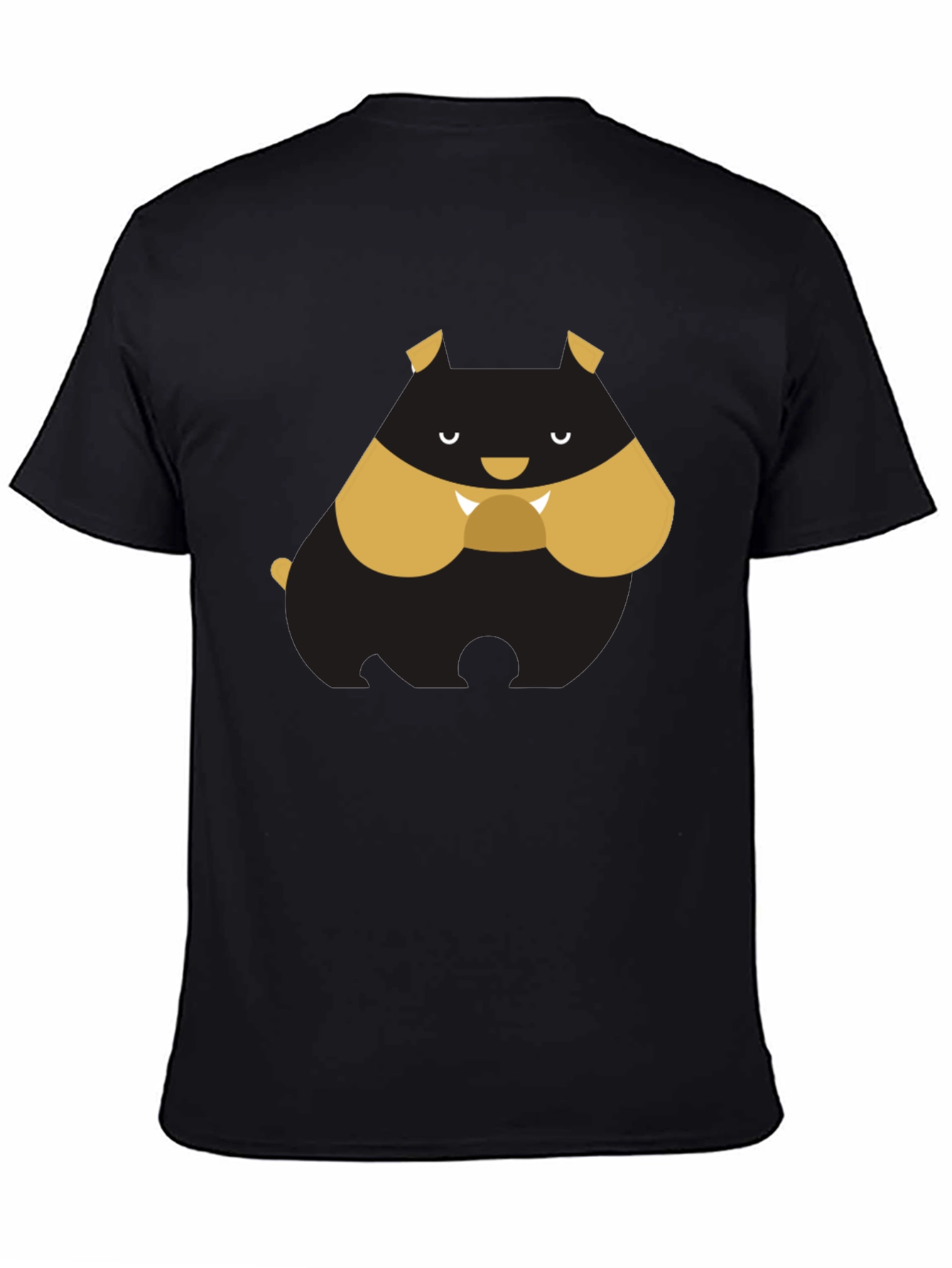 Black Cartoon Bulldog Graphic Tee - Black T-Shirt view 4