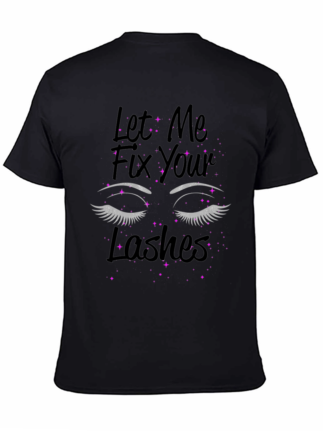 Black Let Me Fix Your Lashes Graphic Tee - Unisex T-Shirt view 4