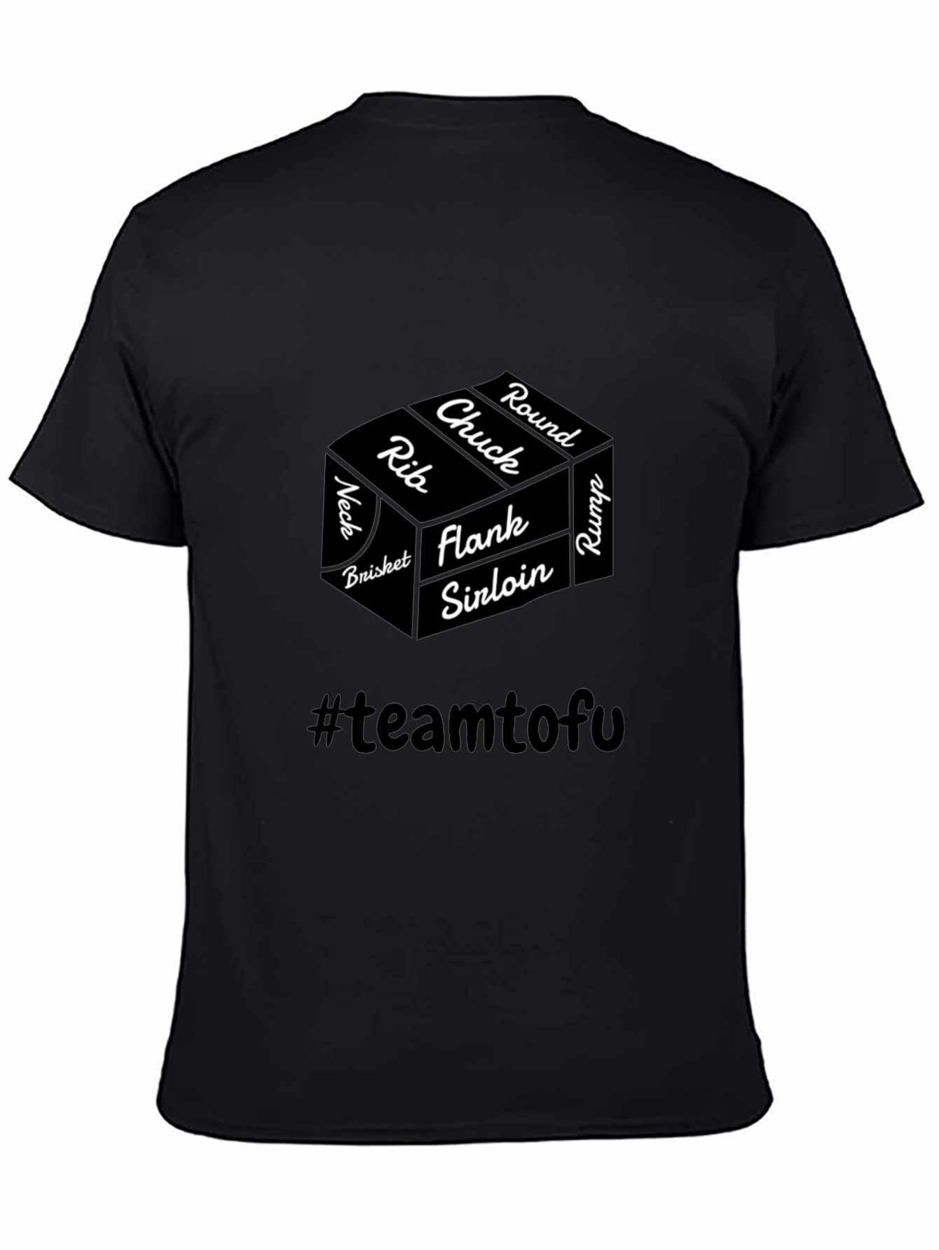 Black Funny Meat Cuts Team Tofu Black T-Shirt view 4