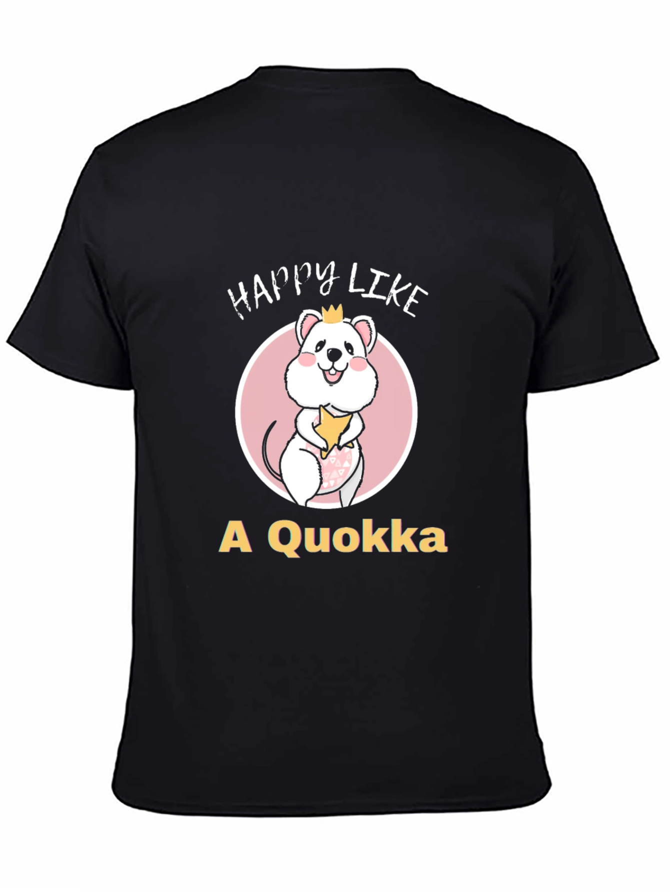 Black Happy Like A Quokka Black T-Shirt view 4