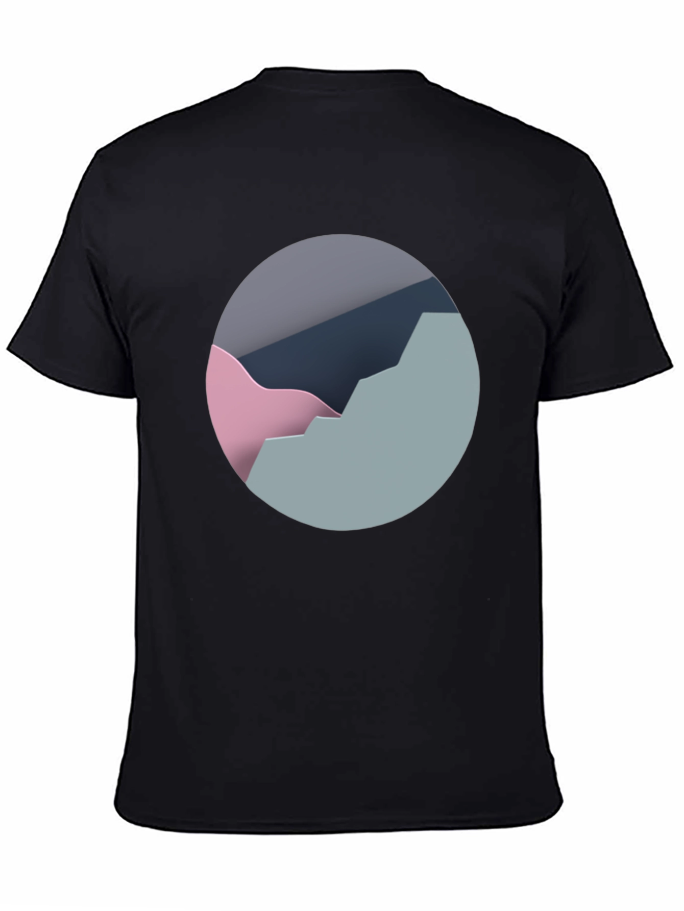 Black Abstract Mountain Graphic Tee - Modern Black T-Shirt view 4