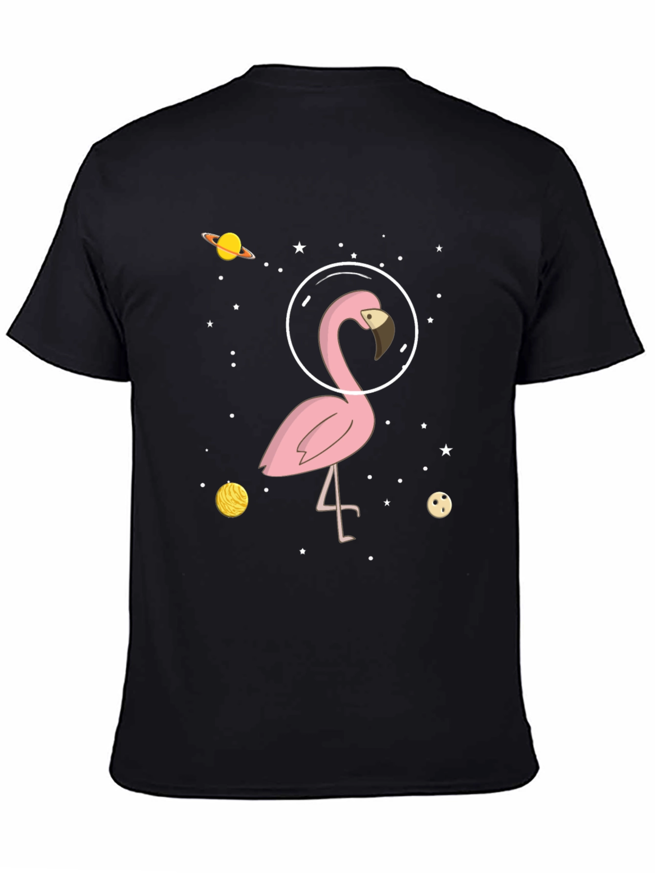 Black Space Flamingo T-Shirt - Men's Black Graphic Tee view 4