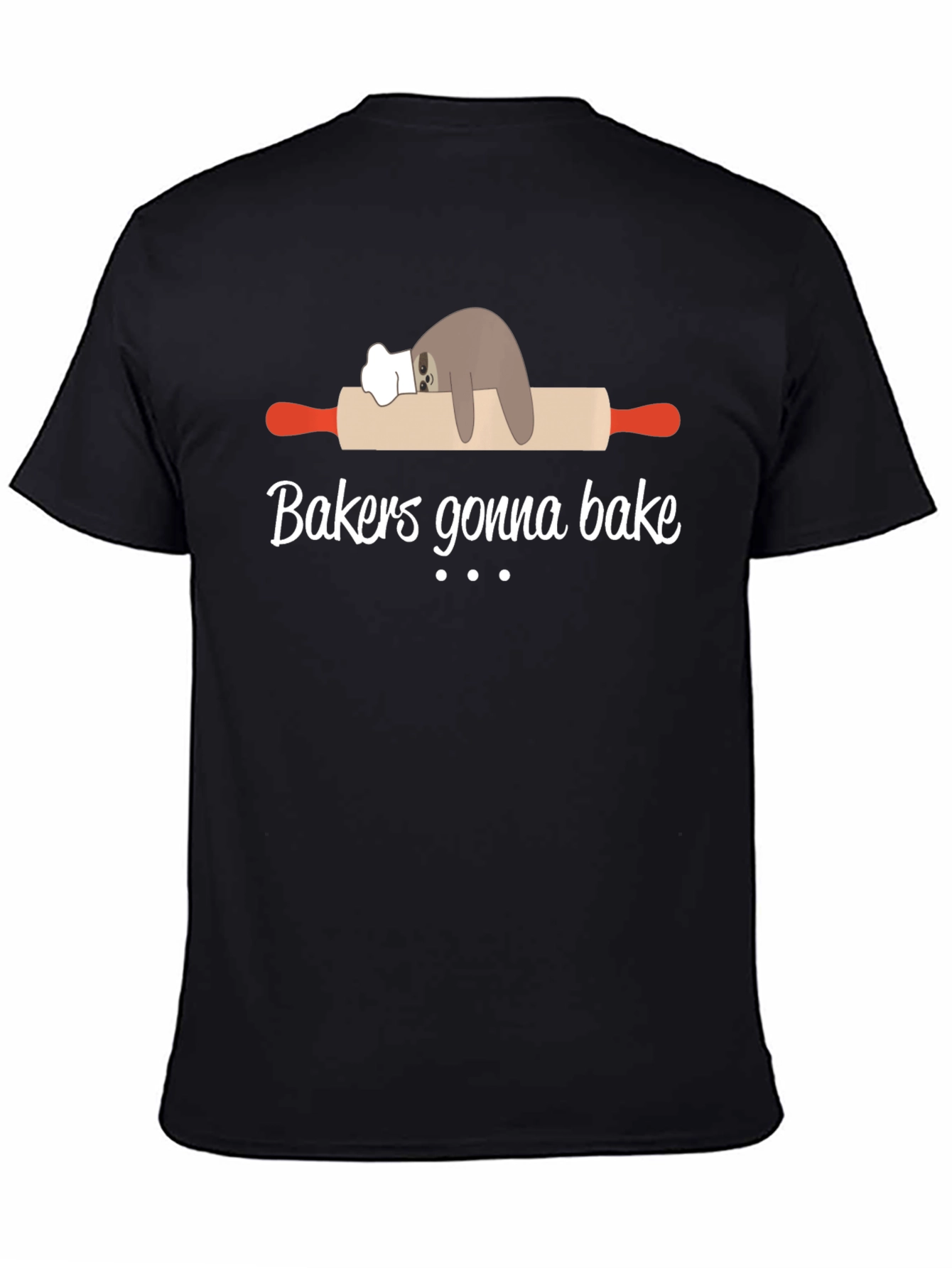 Black Baker Sloth T-Shirt - Funny Baking Tee view 4
