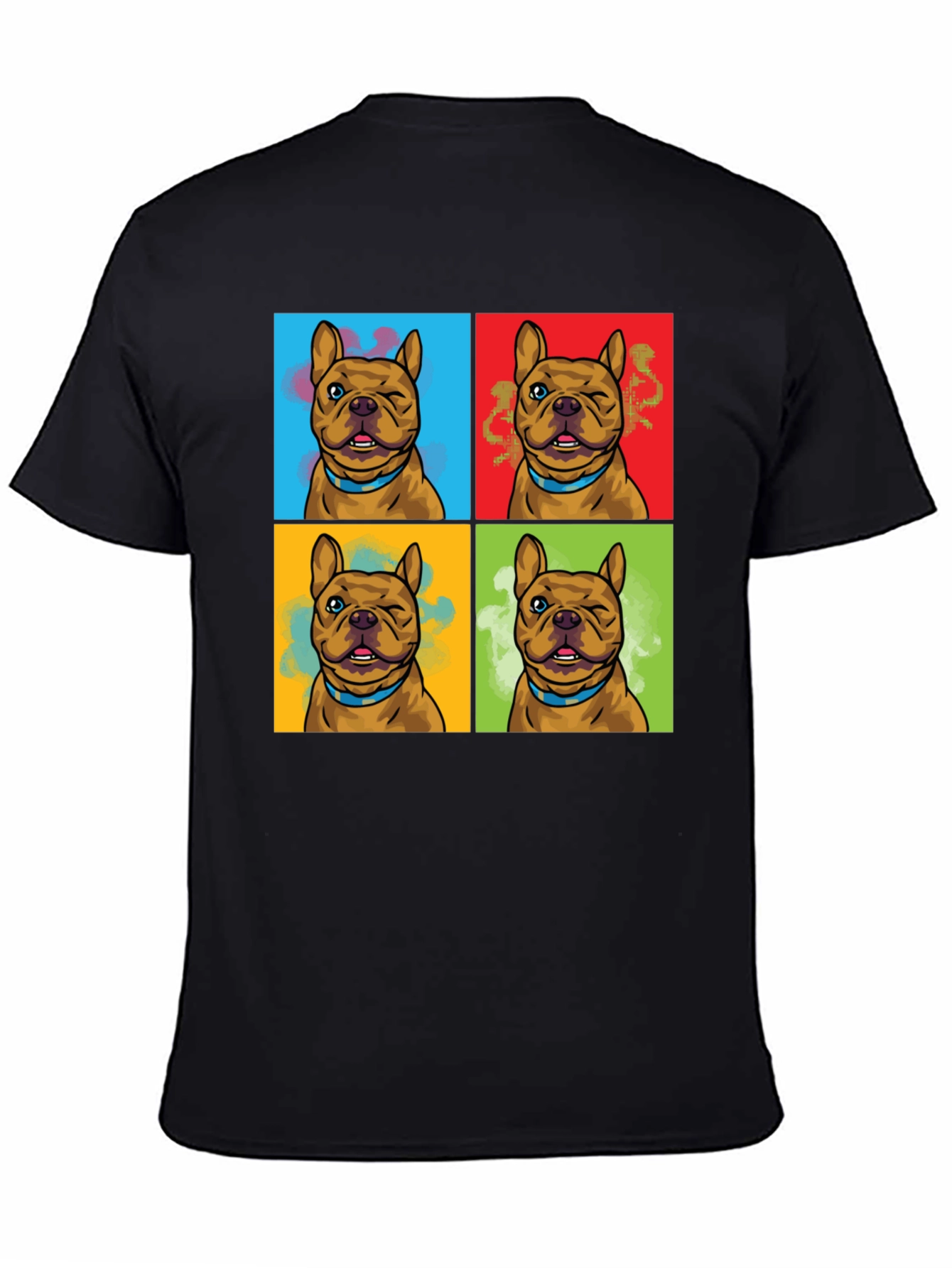 Black Pop Art Bulldog Print T-Shirt view 4