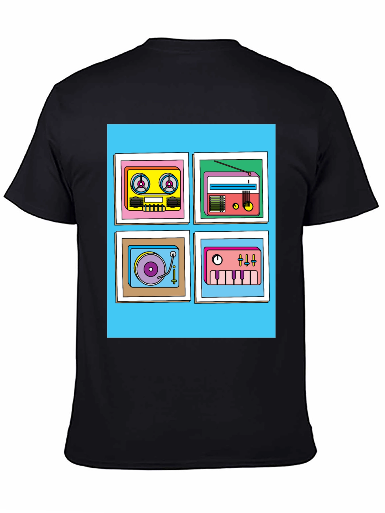 Black Retro Music Graphic Tee - Classic Style view 4