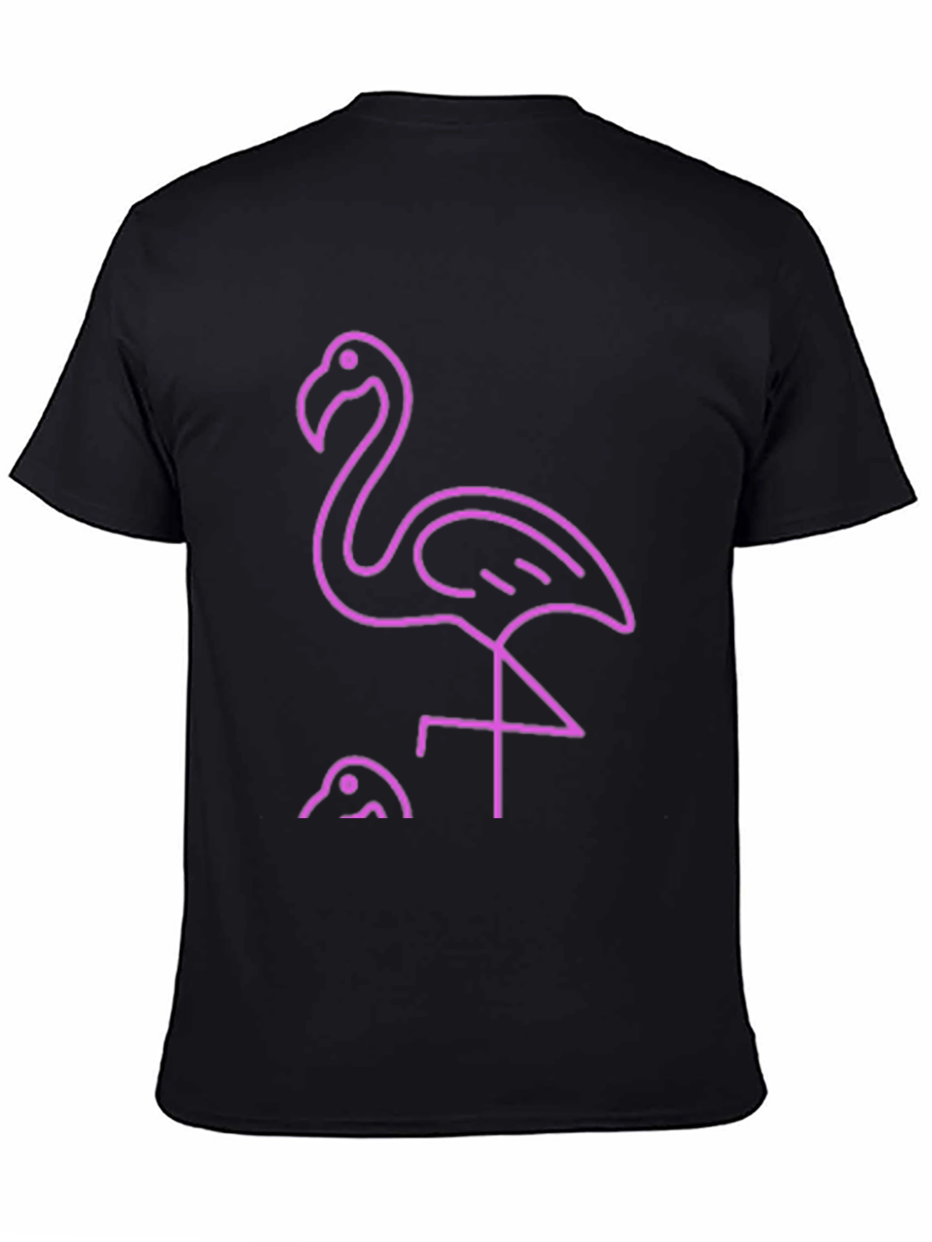 Black Neon Flamingo Graphic Tee - Stylish Black T-Shirt view 4