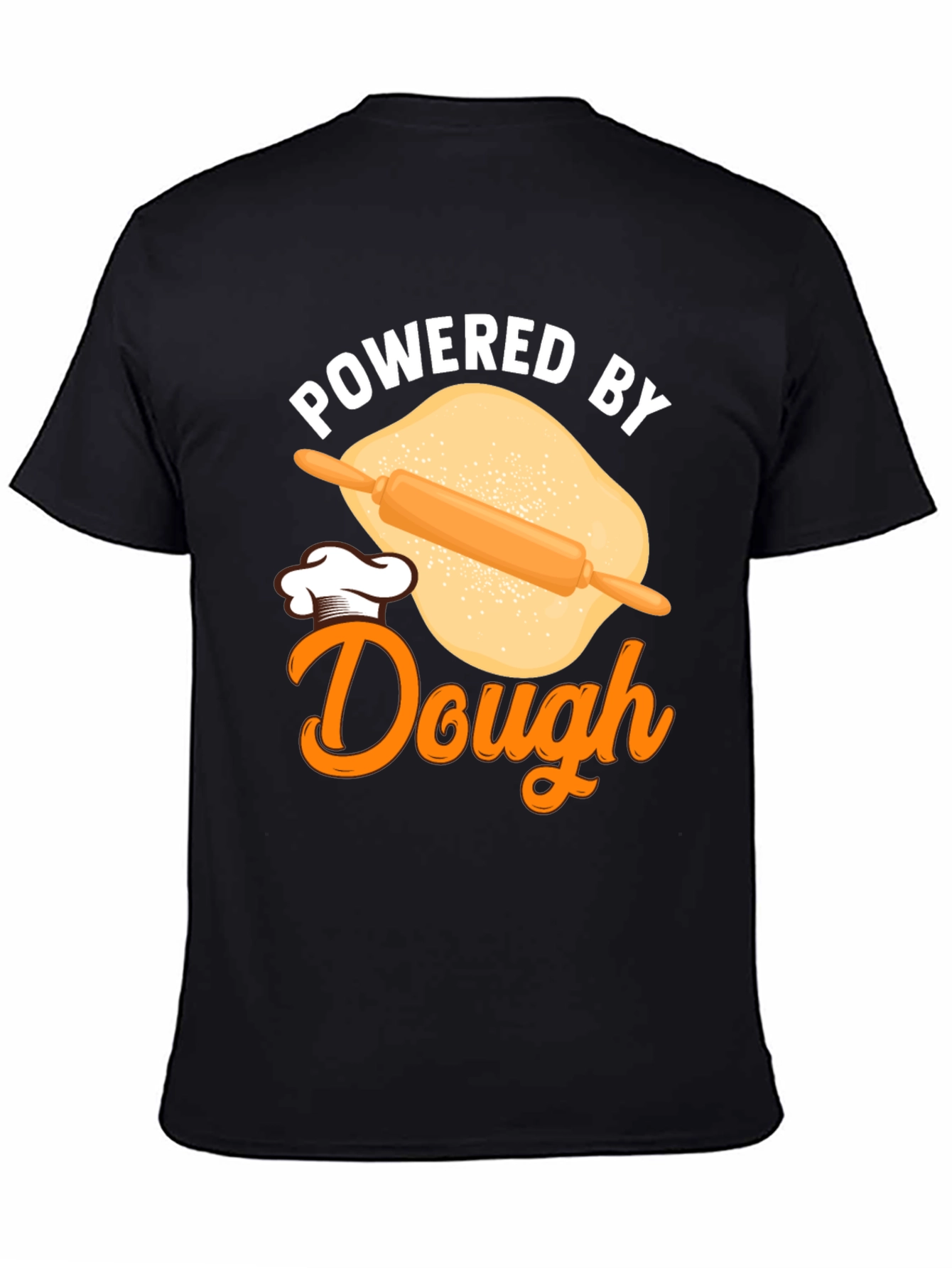 Black Powered by Dough Funny Baking T-Shirt view 4