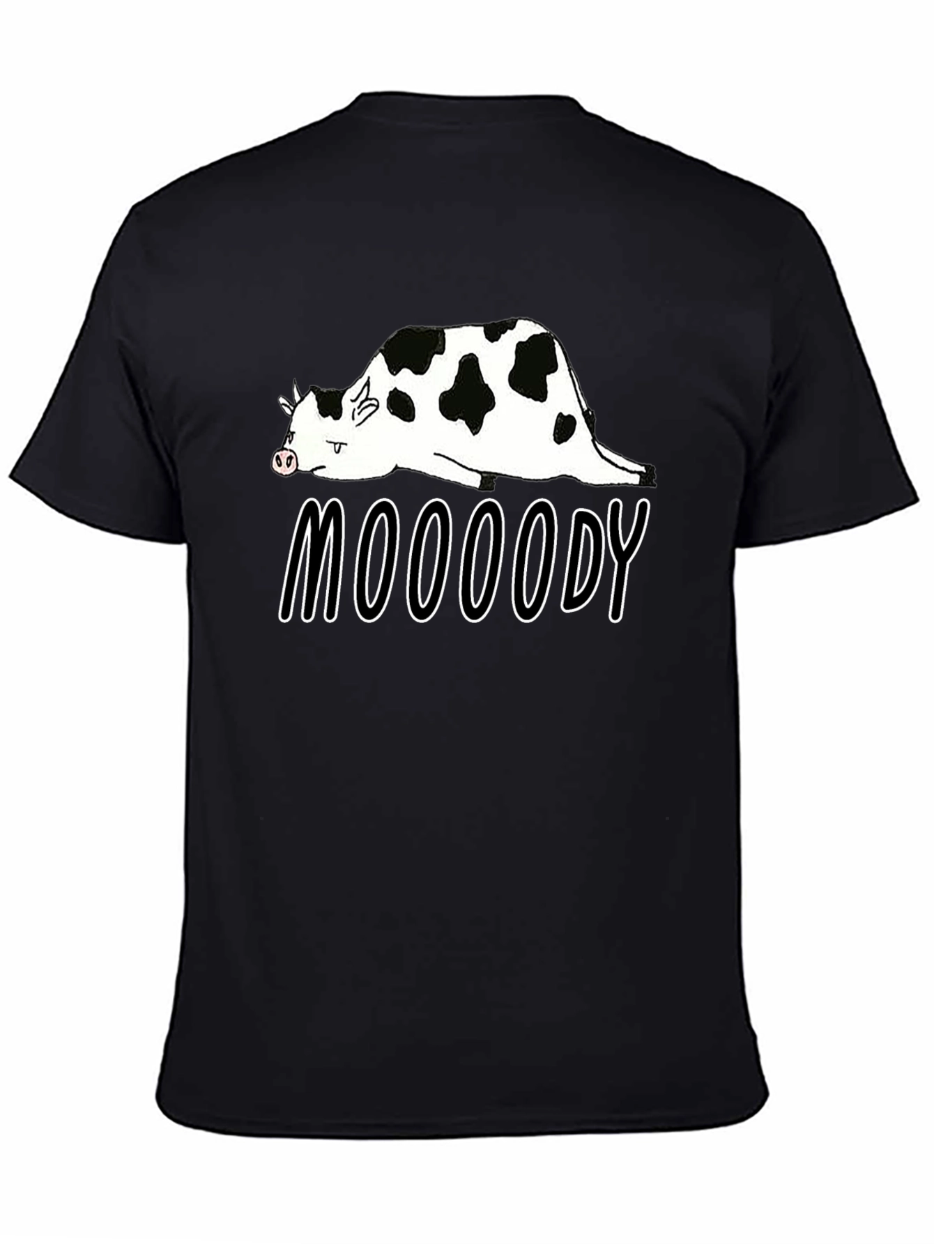 Black Mooooody Cow Graphic Tee - Funny Animal Shirt view 4