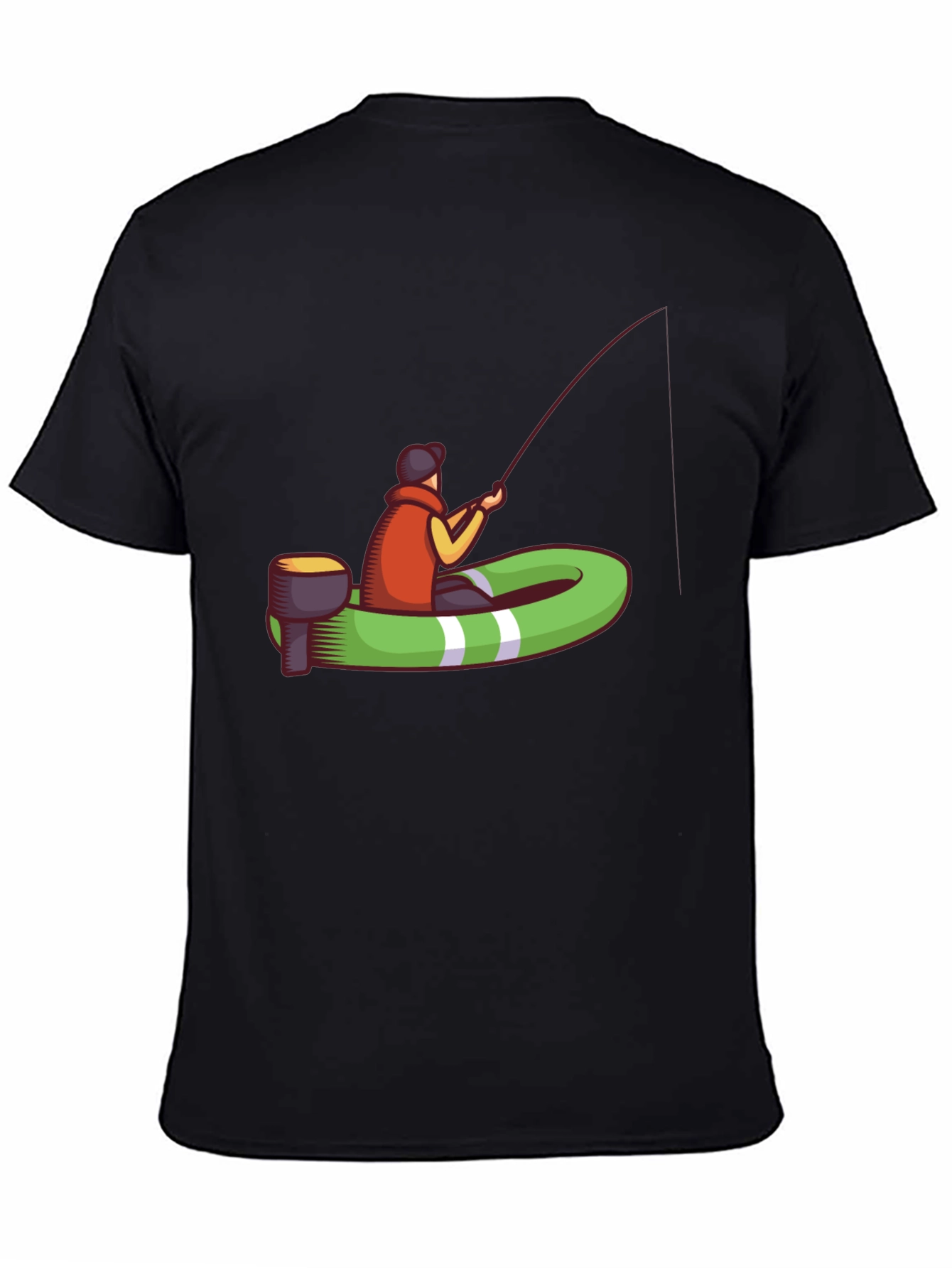 Black Fishing Boat T-Shirt - Casual Graphic Tee view 4