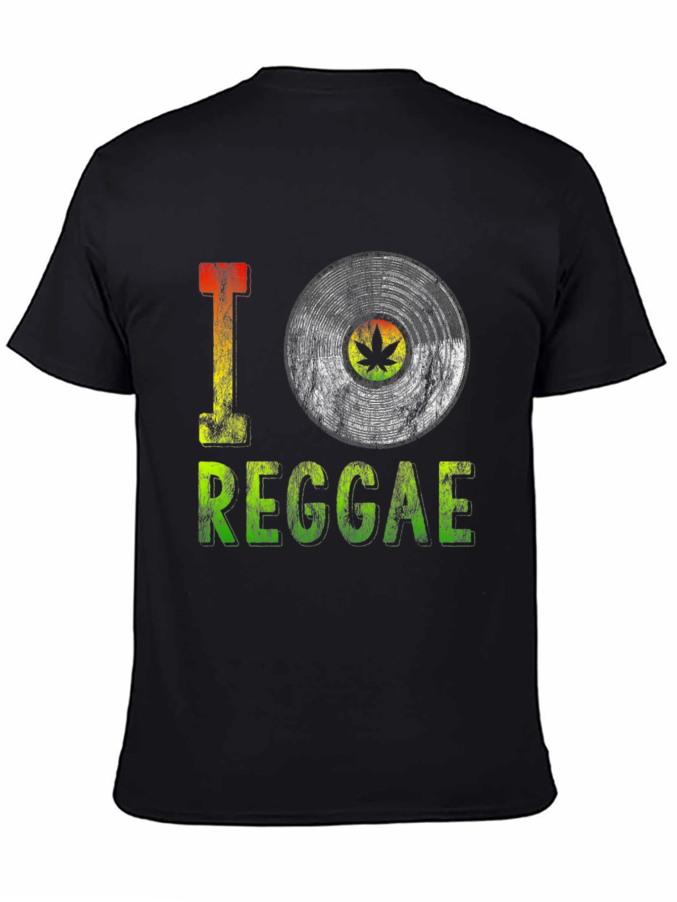 Black I Love Reggae Vinyl Record Graphic Tee - Black view 4