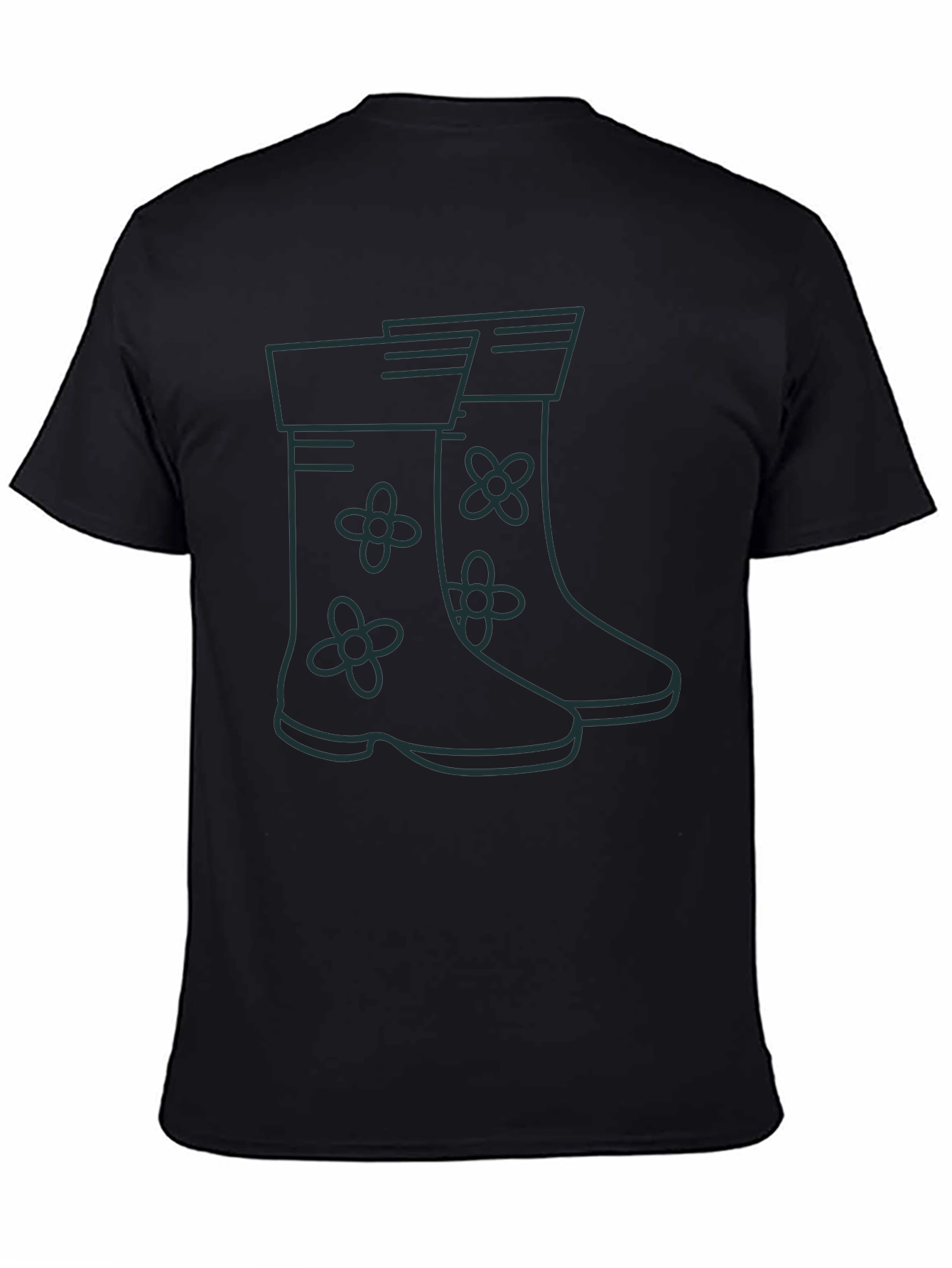 Black Rain Boot Graphic Tee - Black Unisex T-Shirt view 4