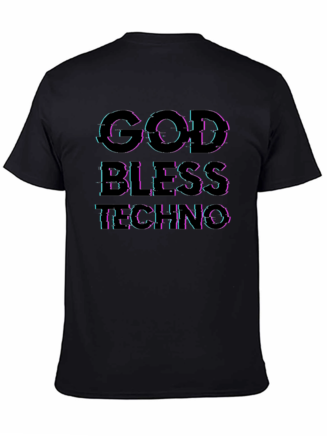 Black God Bless Techno Glitch Tee view 4