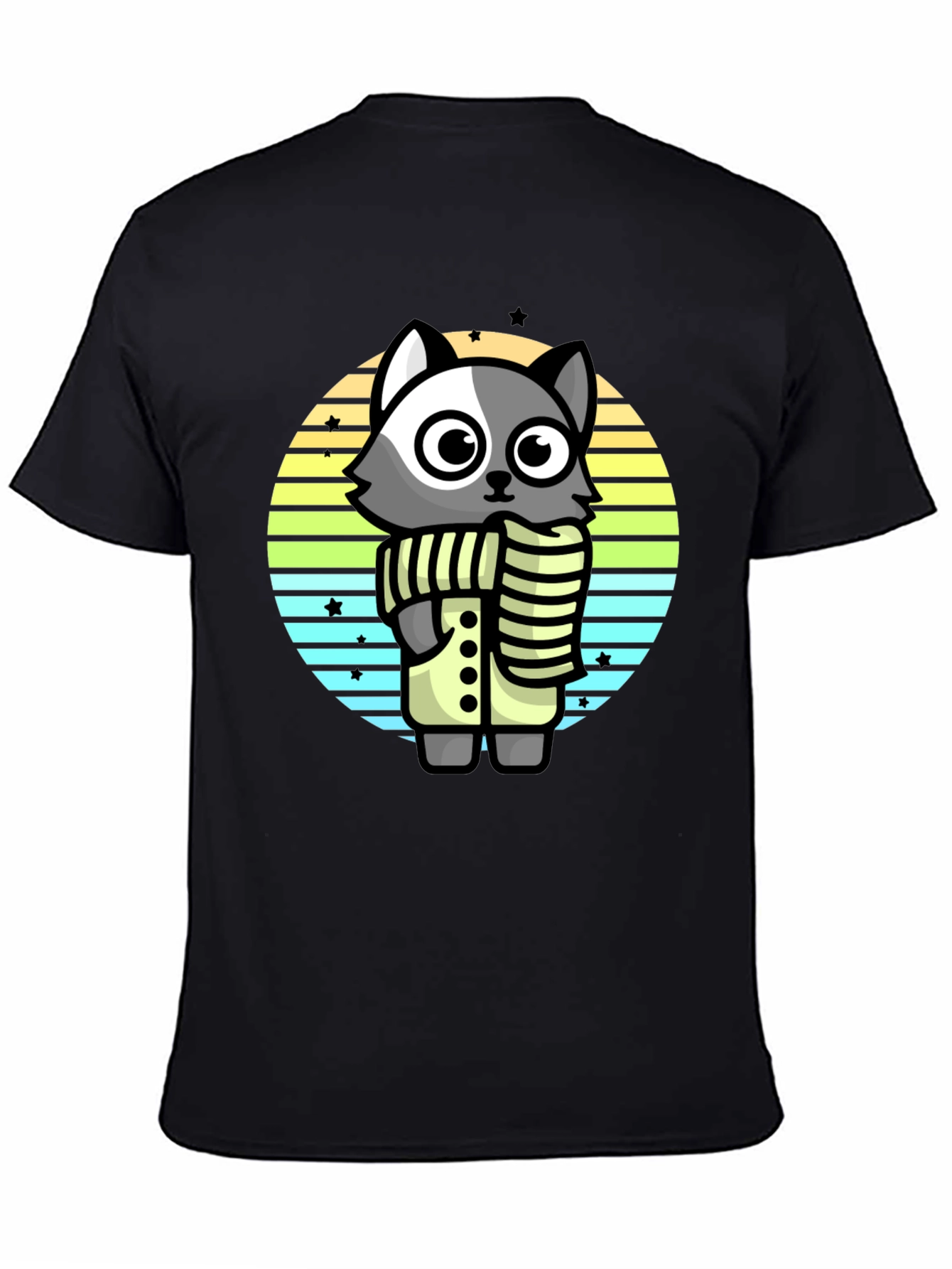 Black Cute Raccoon T-Shirt - Stylish Cartoon Design view 4