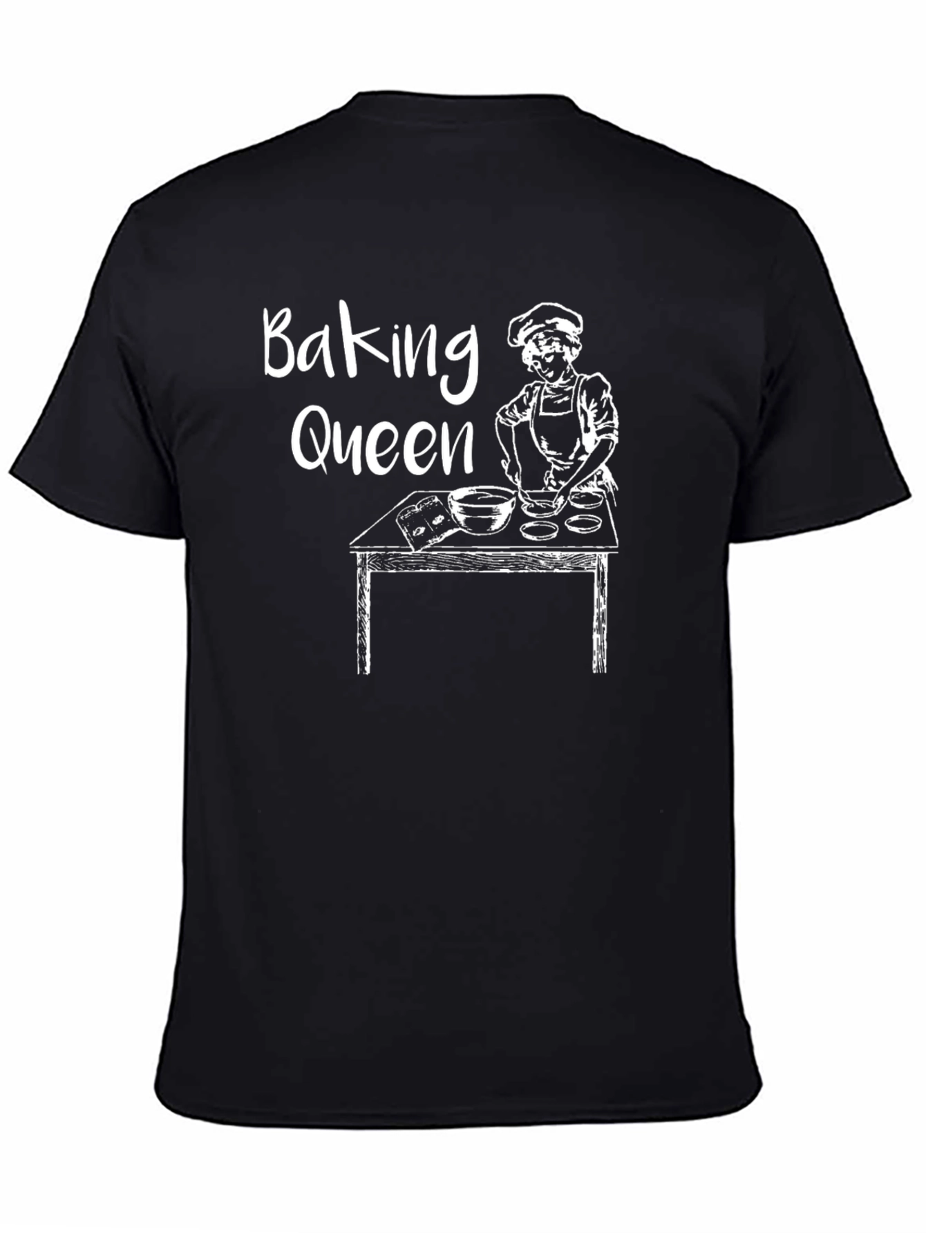 Black Baking Queen T-Shirt - Baker Gift Tee view 4