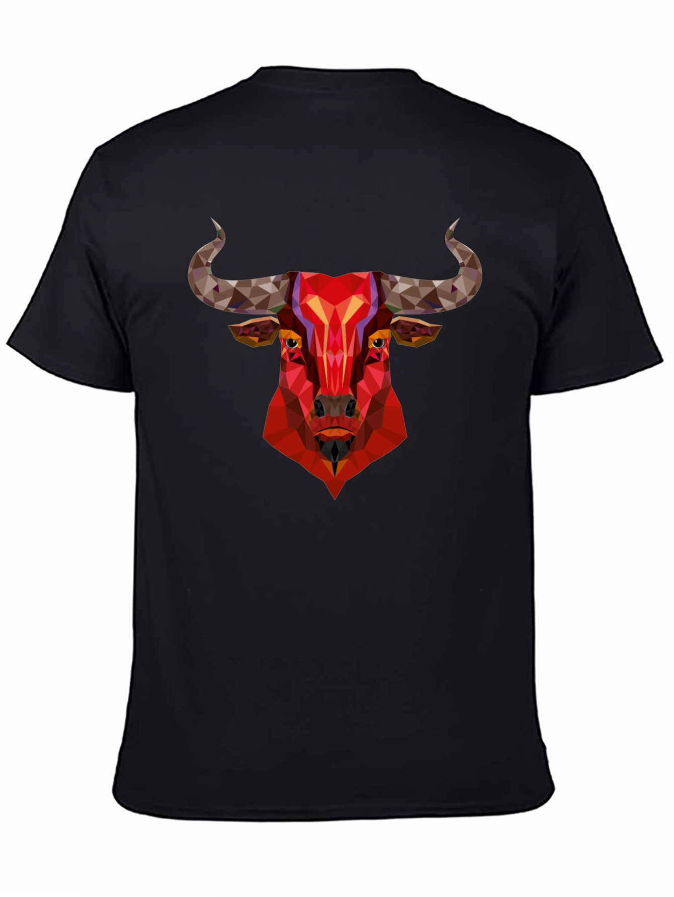 Black Geometric Bull Graphic Tee - Bold Statement Shirt view 4