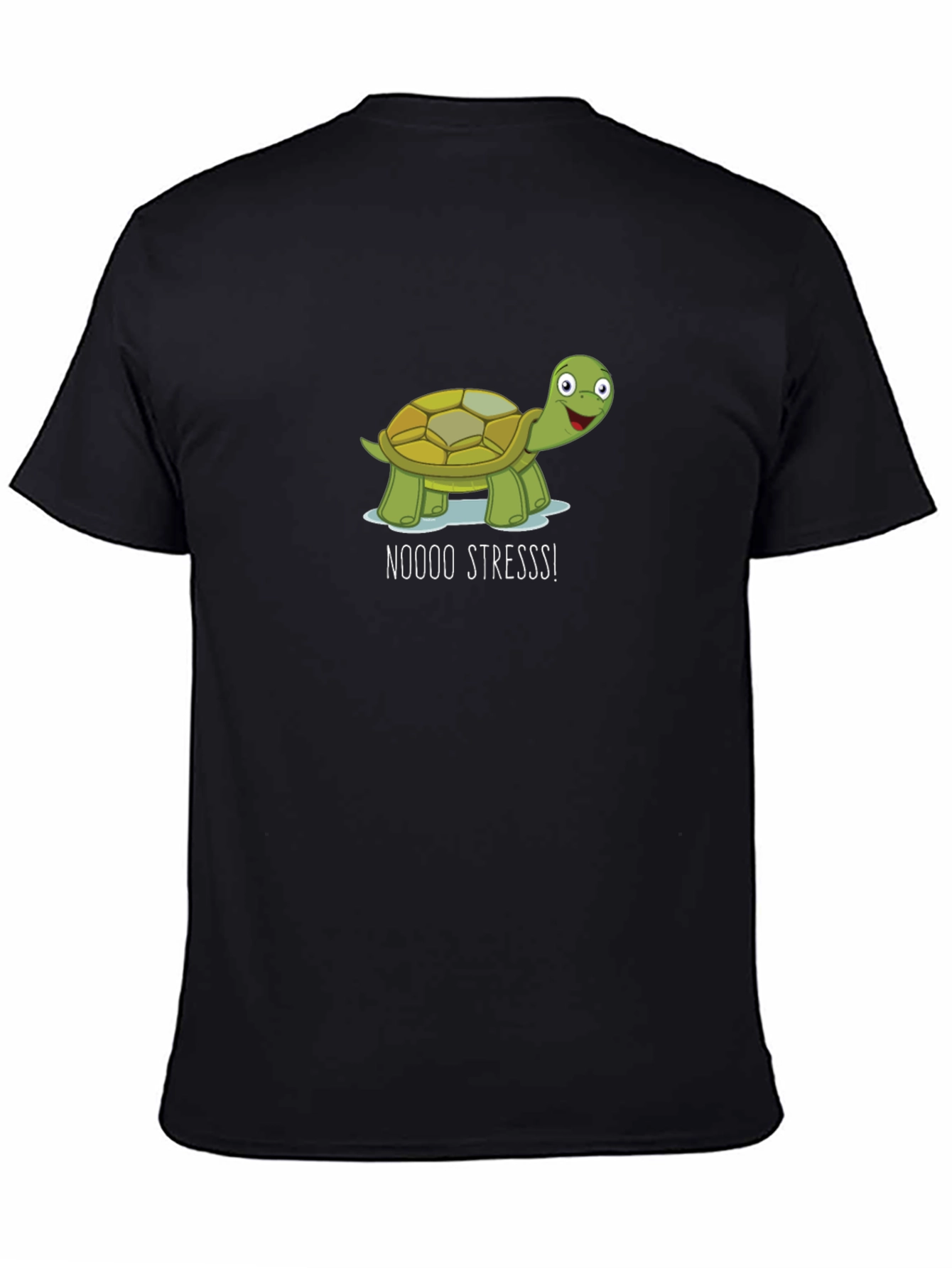 Black No Stress Turtle Black T-Shirt view 4