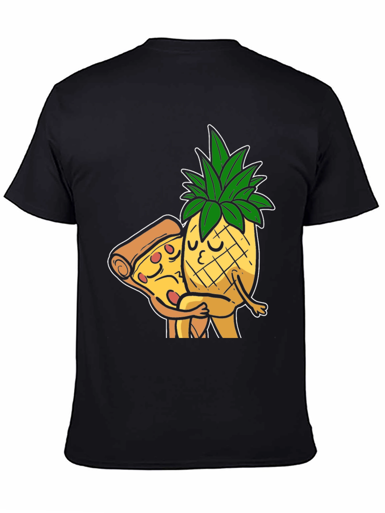 Black Pizza & Pineapple Hugs Graphic T-Shirt view 4