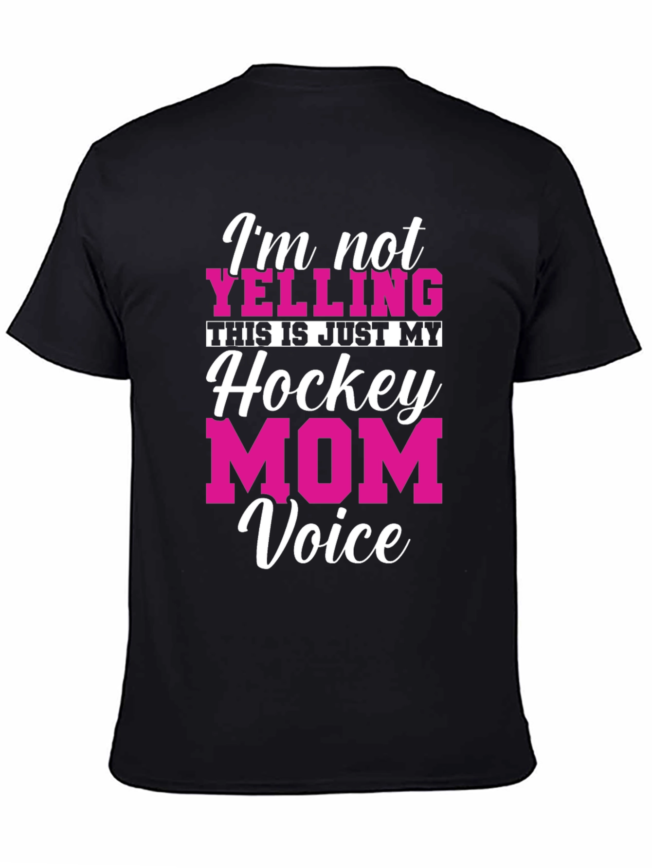 Black Hockey Mom Voice T-Shirt - Funny Graphic Tee view 4