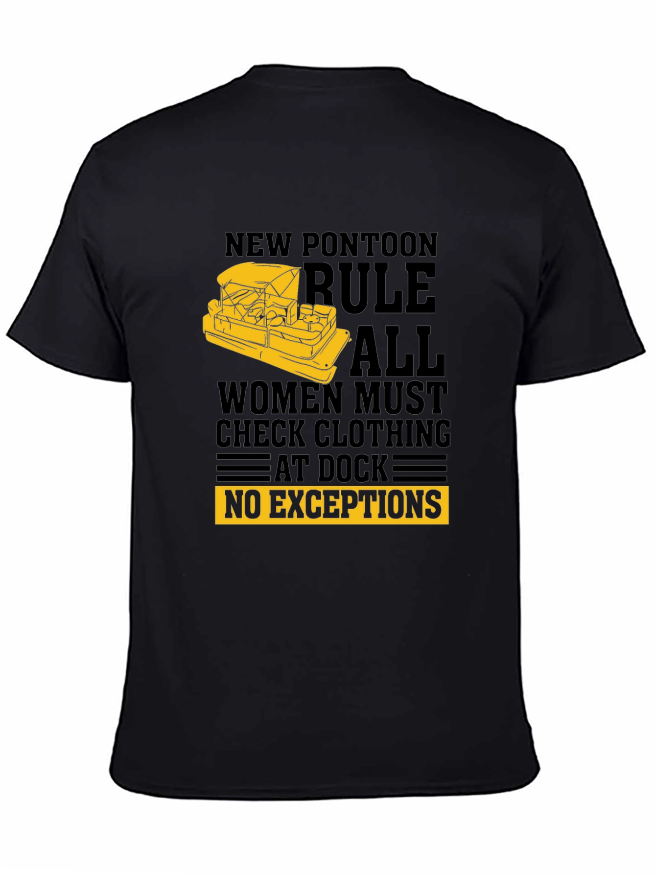 Black New Pontoon Rules T-Shirt - Funny Boat Apparel view 4