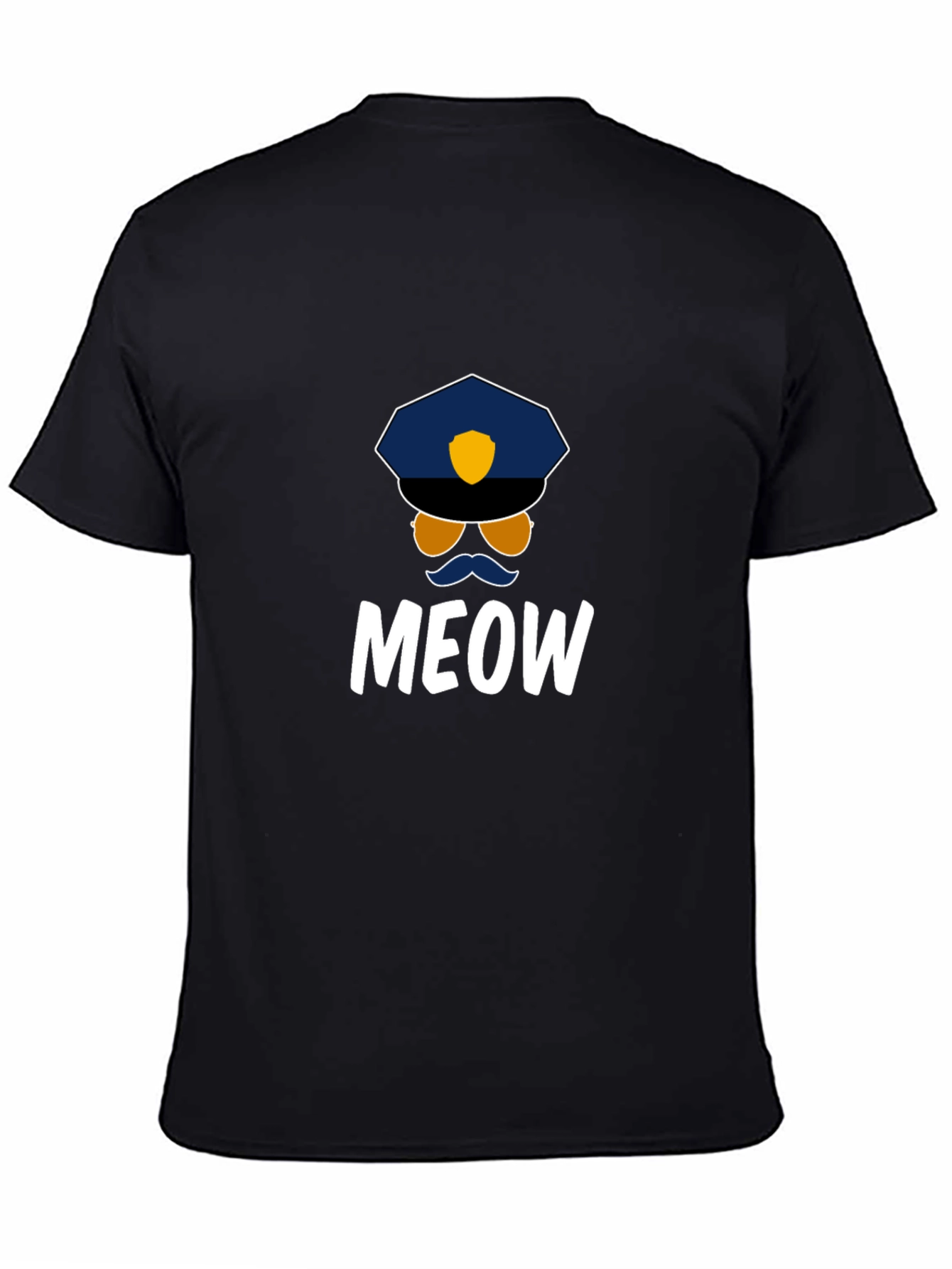 Black Meow Cop T-Shirt - Fun Graphic Tee view 4