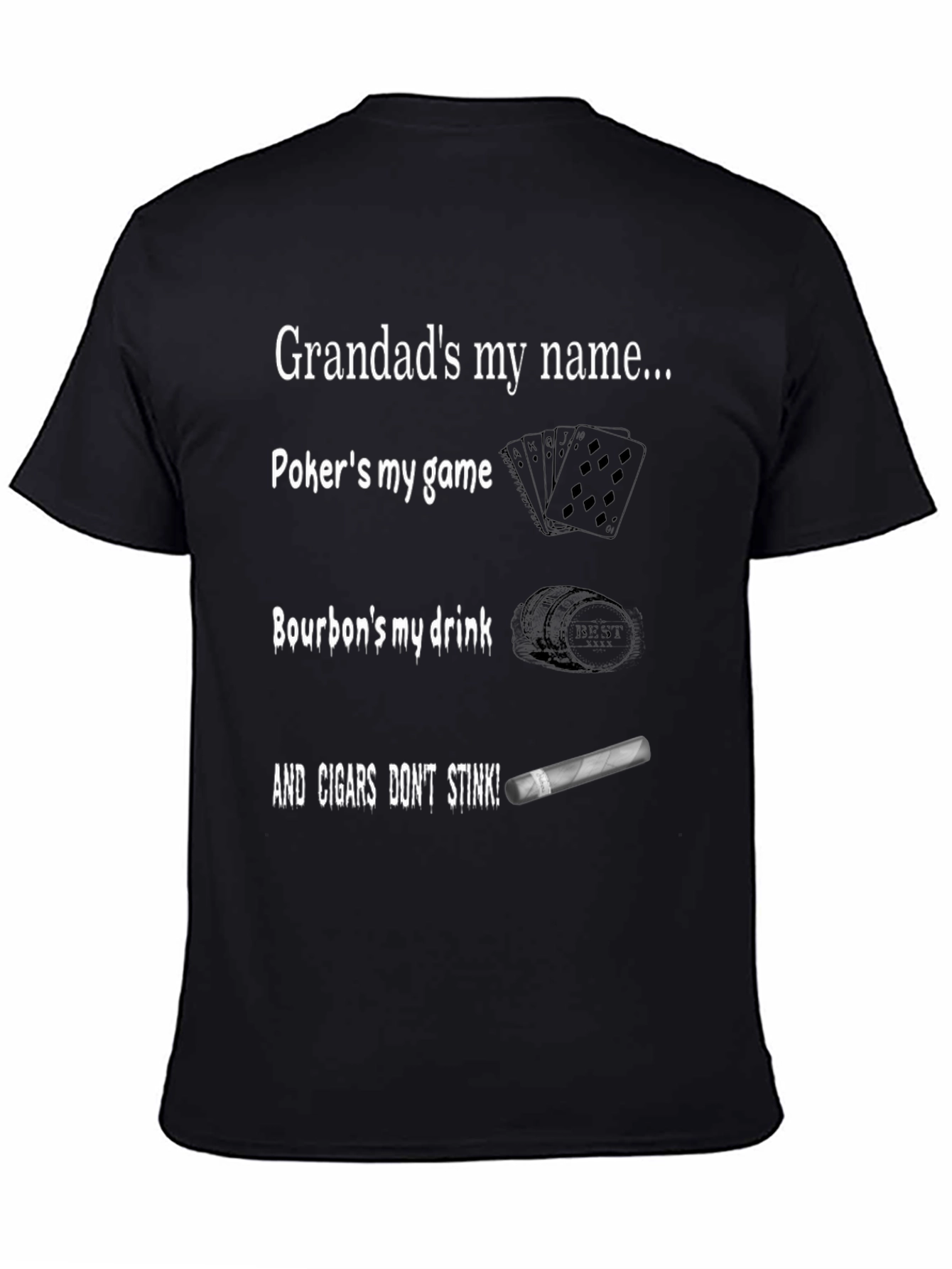 Black Grandad's Poker, Bourbon & Cigar T-Shirt view 4
