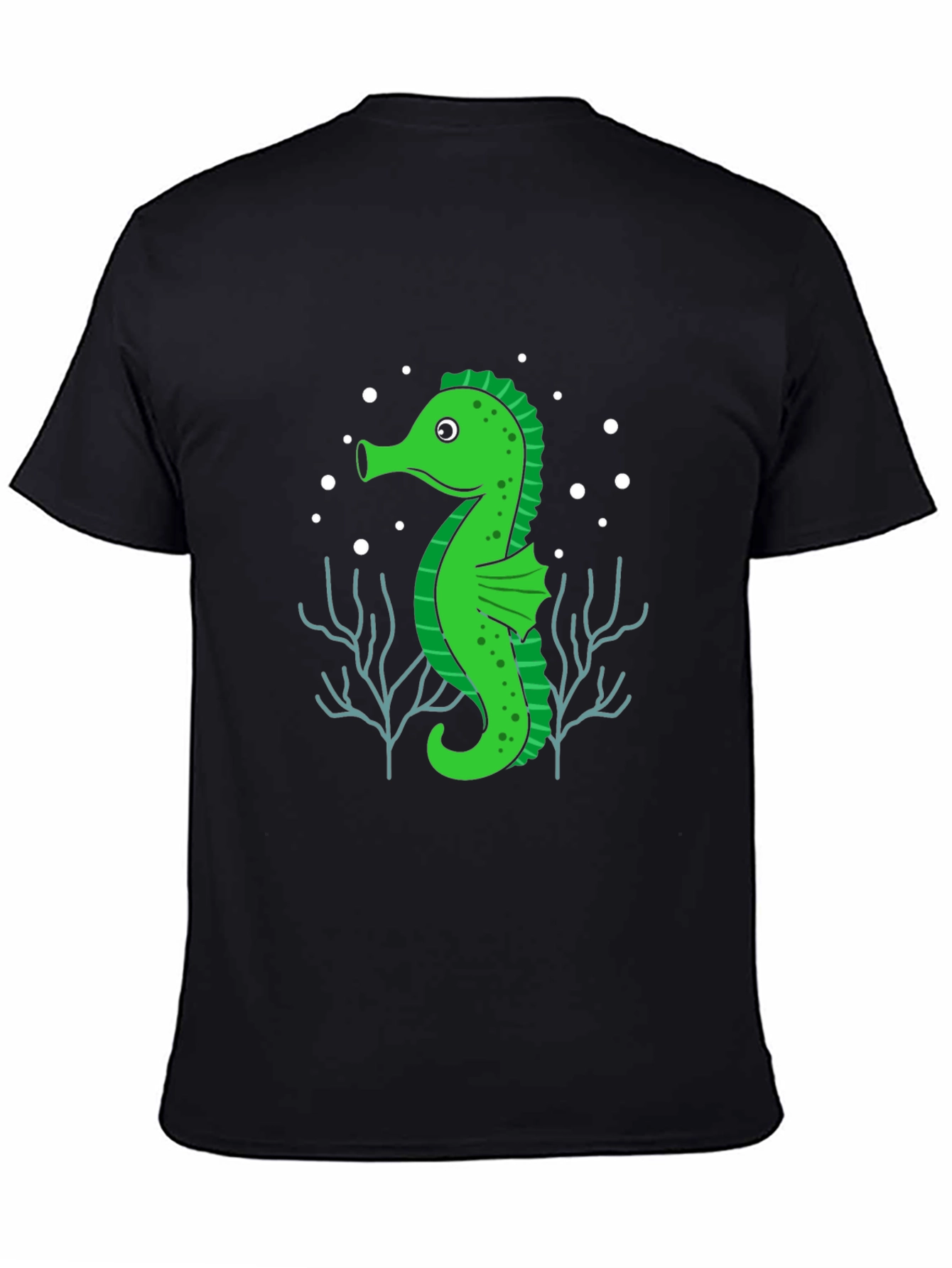 Black Seahorse Graphic Tee - Black Cotton T-Shirt view 4
