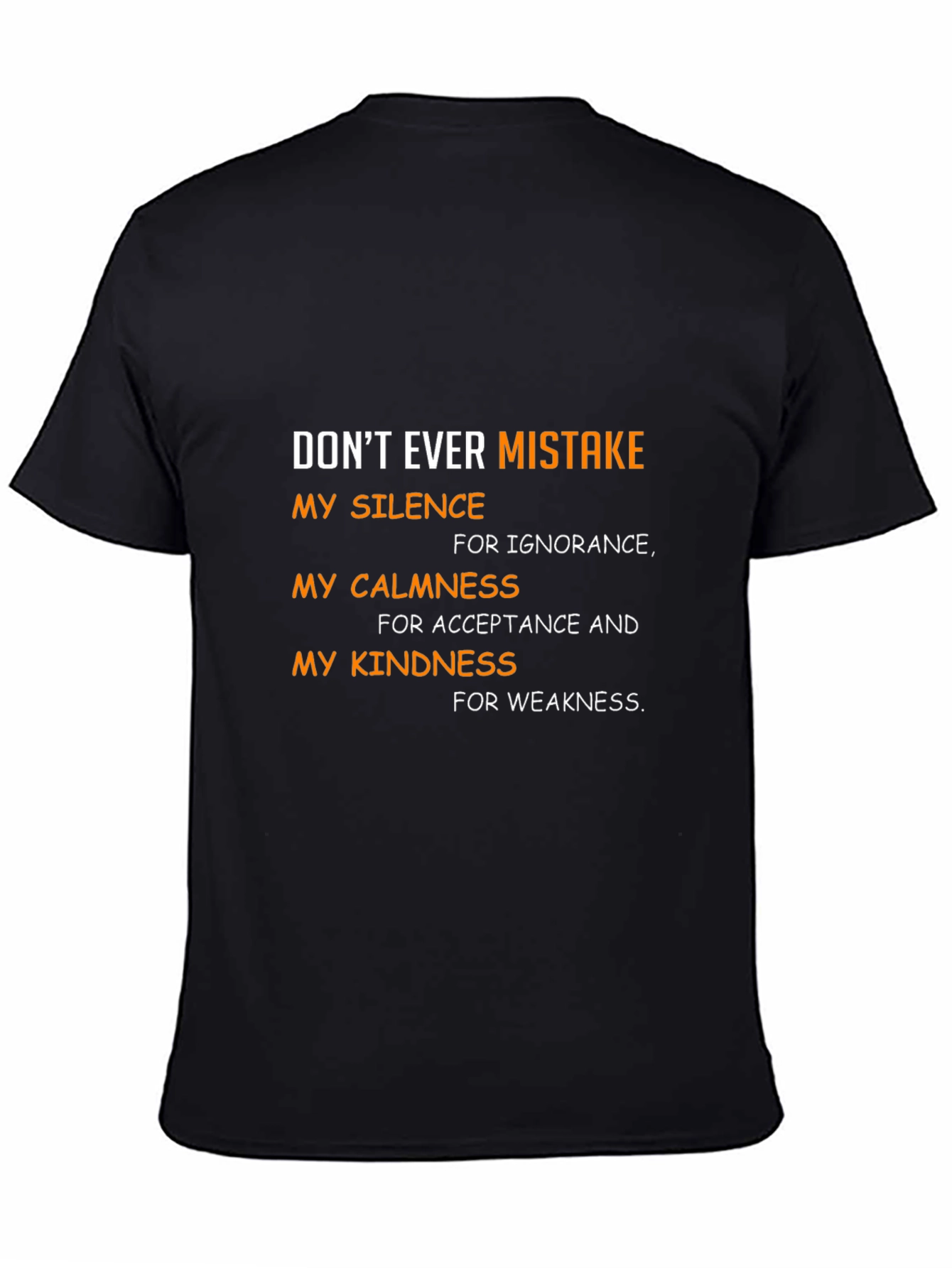 Black Men's Black T-Shirt - Don't Mistake My Silence view 4