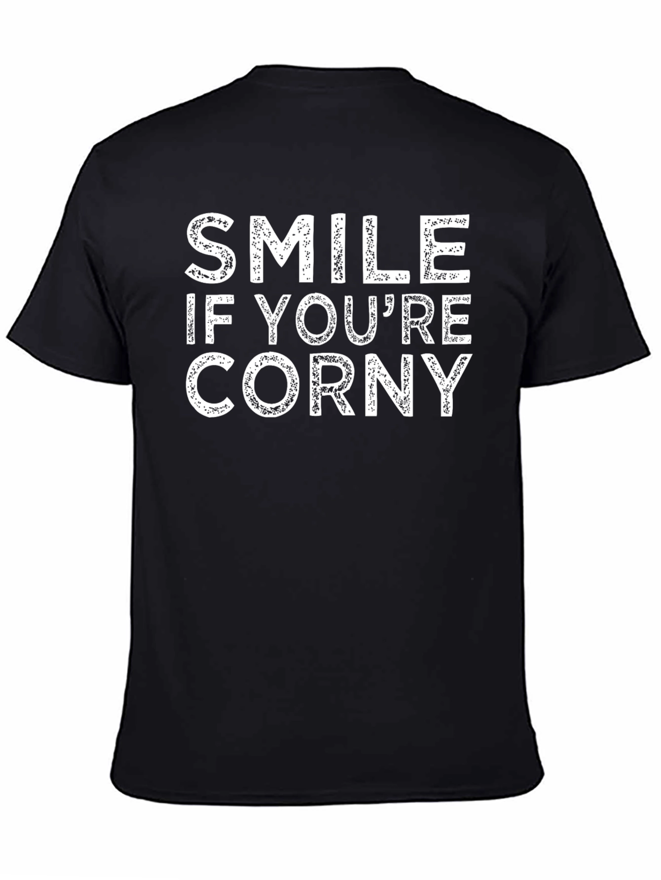 Black Smile If You're Corny T-Shirt - Black Novelty Tee view 4