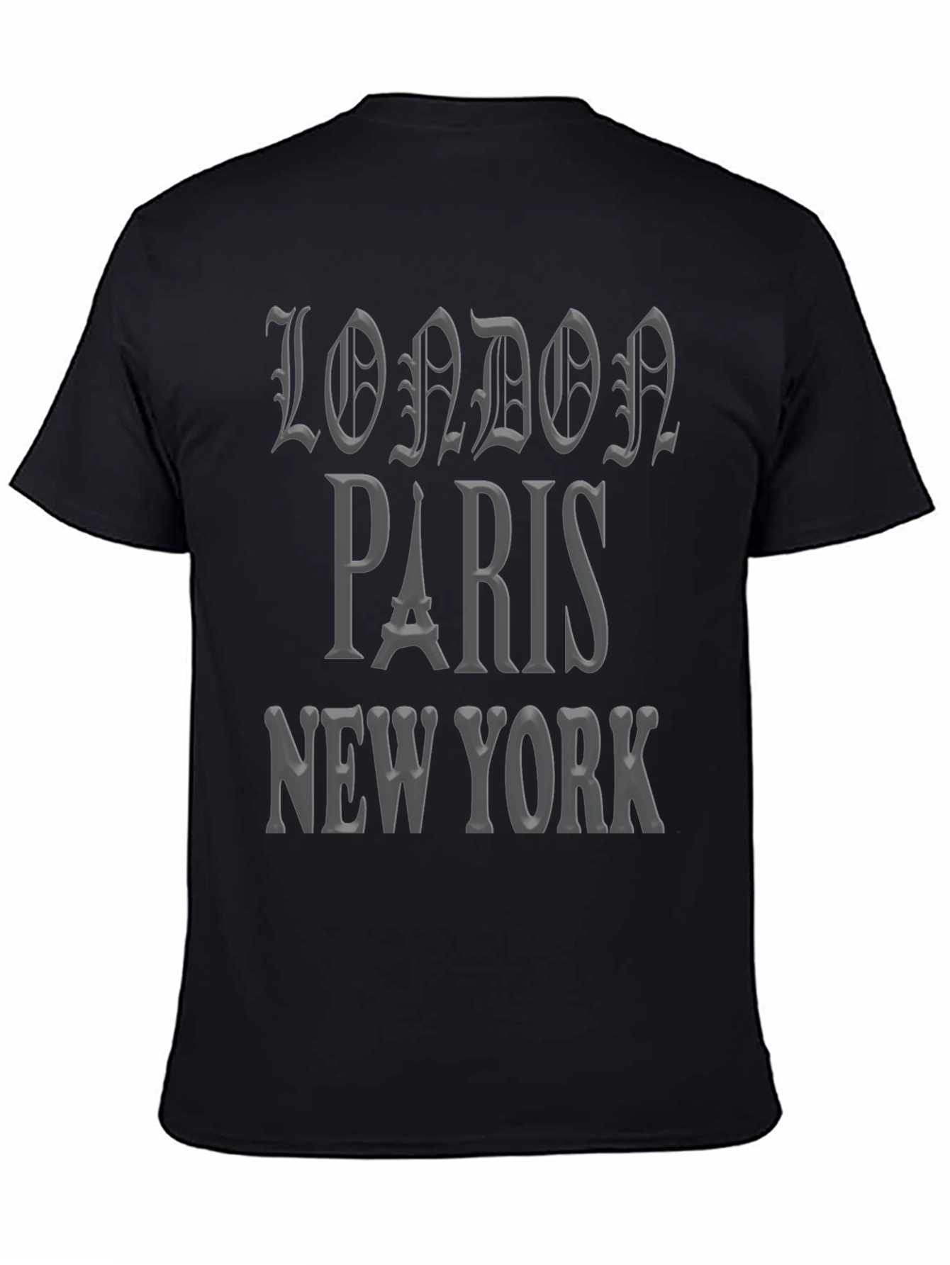 Black London Paris New York Graphic Tee view 4