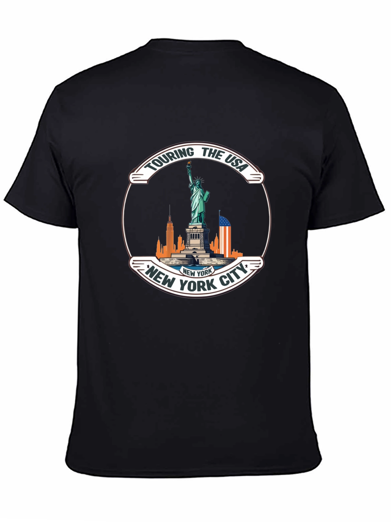 Black New York City USA Souvenir T-Shirt view 4
