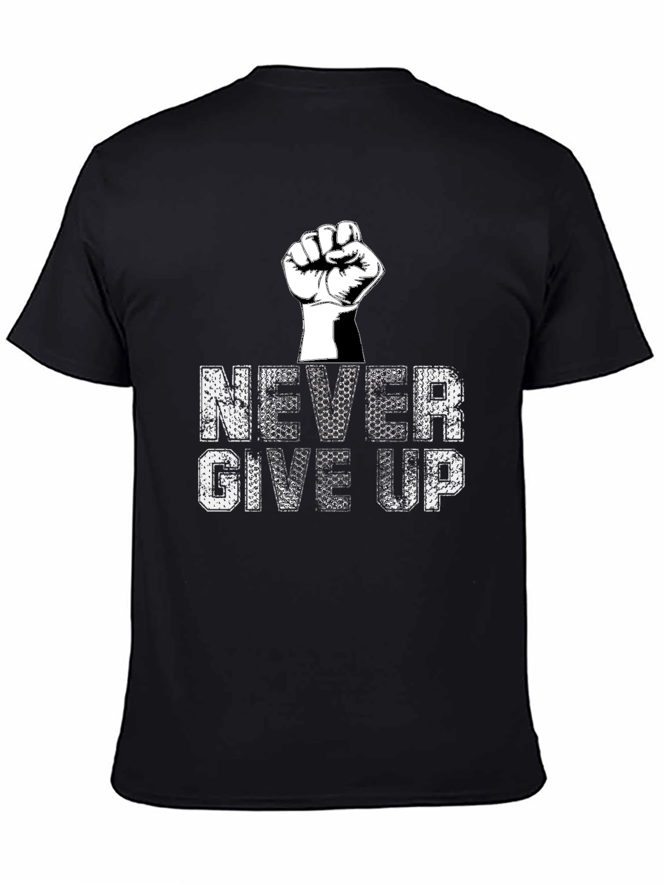 Black Never Give Up Graphic Tee - Motivational T-Shirt view 4