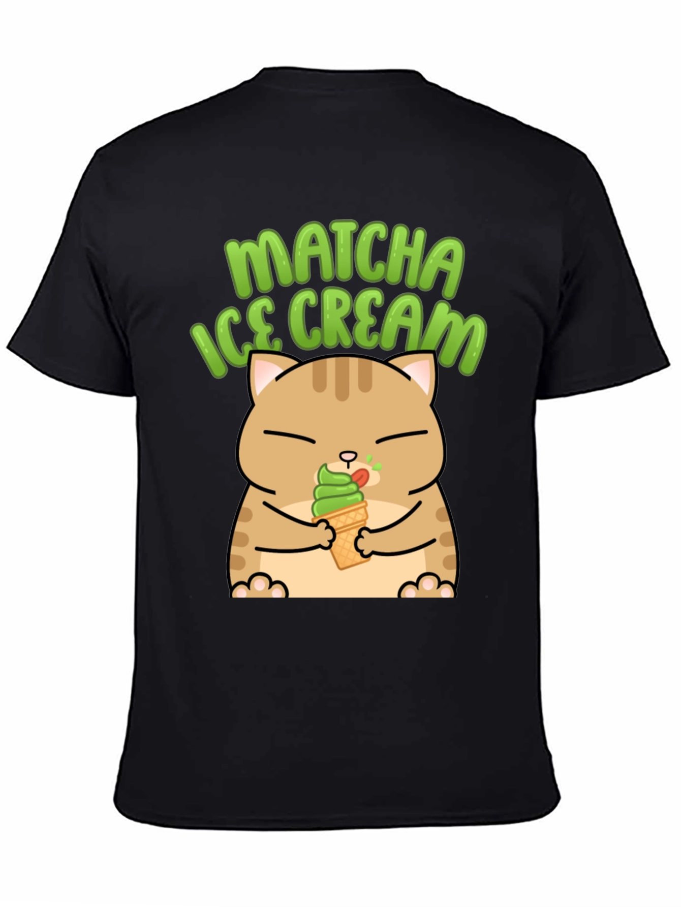 Black Matcha Ice Cream Cat Graphic T-Shirt view 4