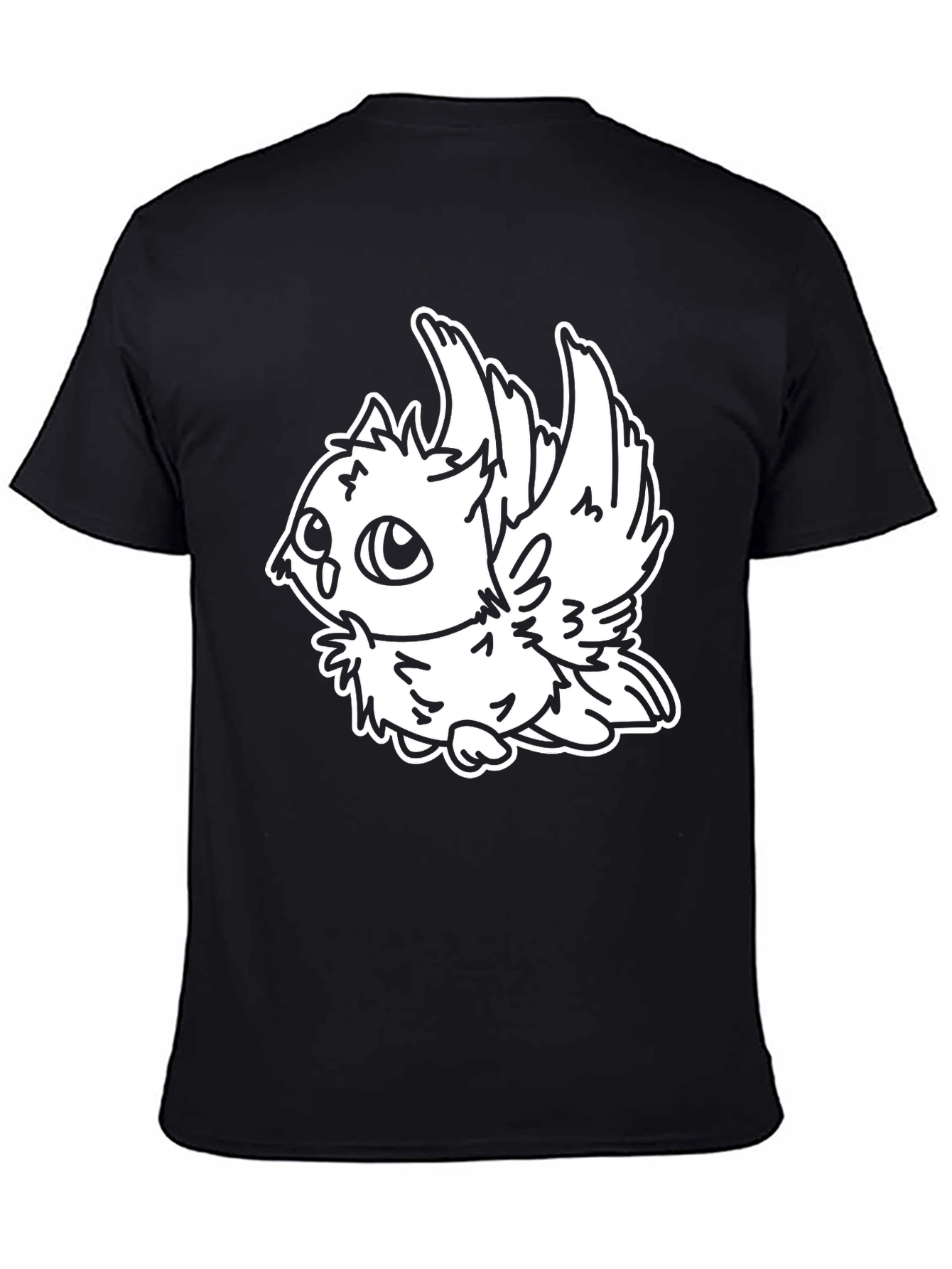 Black Cute Cartoon Owl Graphic Black T-Shirt view 4