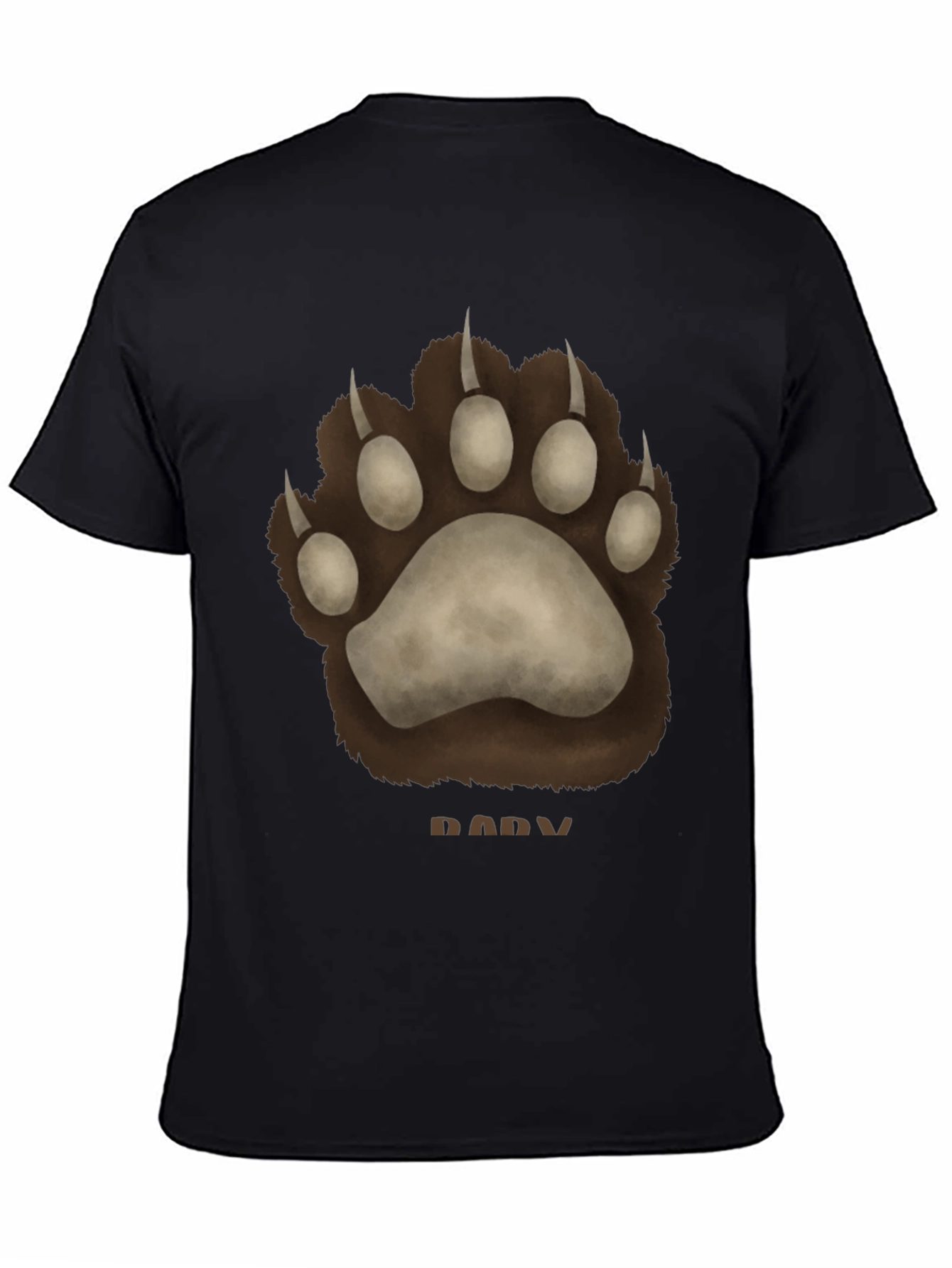 Black Bear Paw Print Black T-Shirt view 4