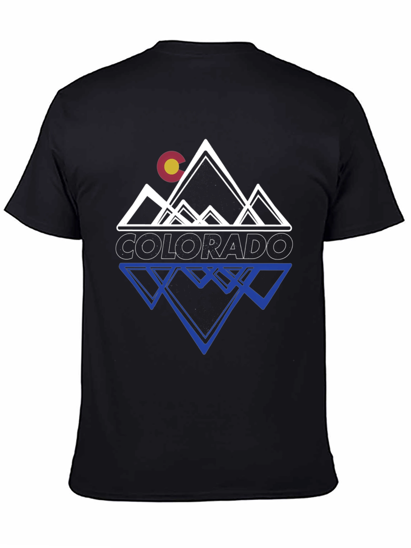 Black Colorado Mountains Graphic Tee - Black Casual T-Shirt view 4
