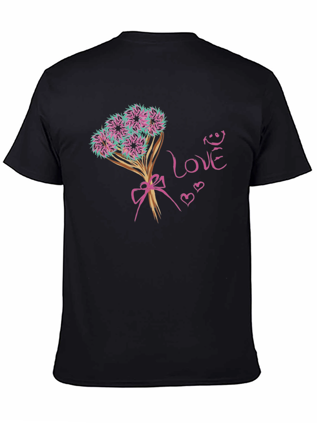 Black Love Bouquet Graphic Tee - Trendy Black T-Shirt view 4