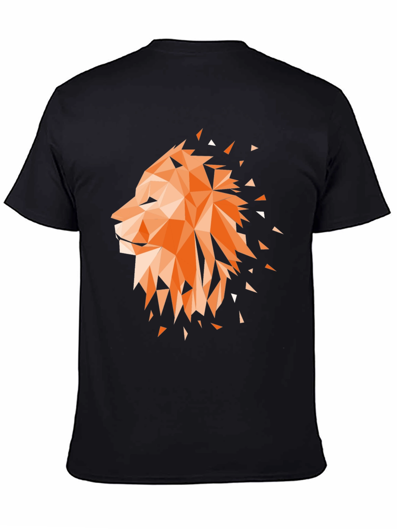 Black Geometric Lion Graphic Tee - Stylish Men's Black T-Shirt view 4