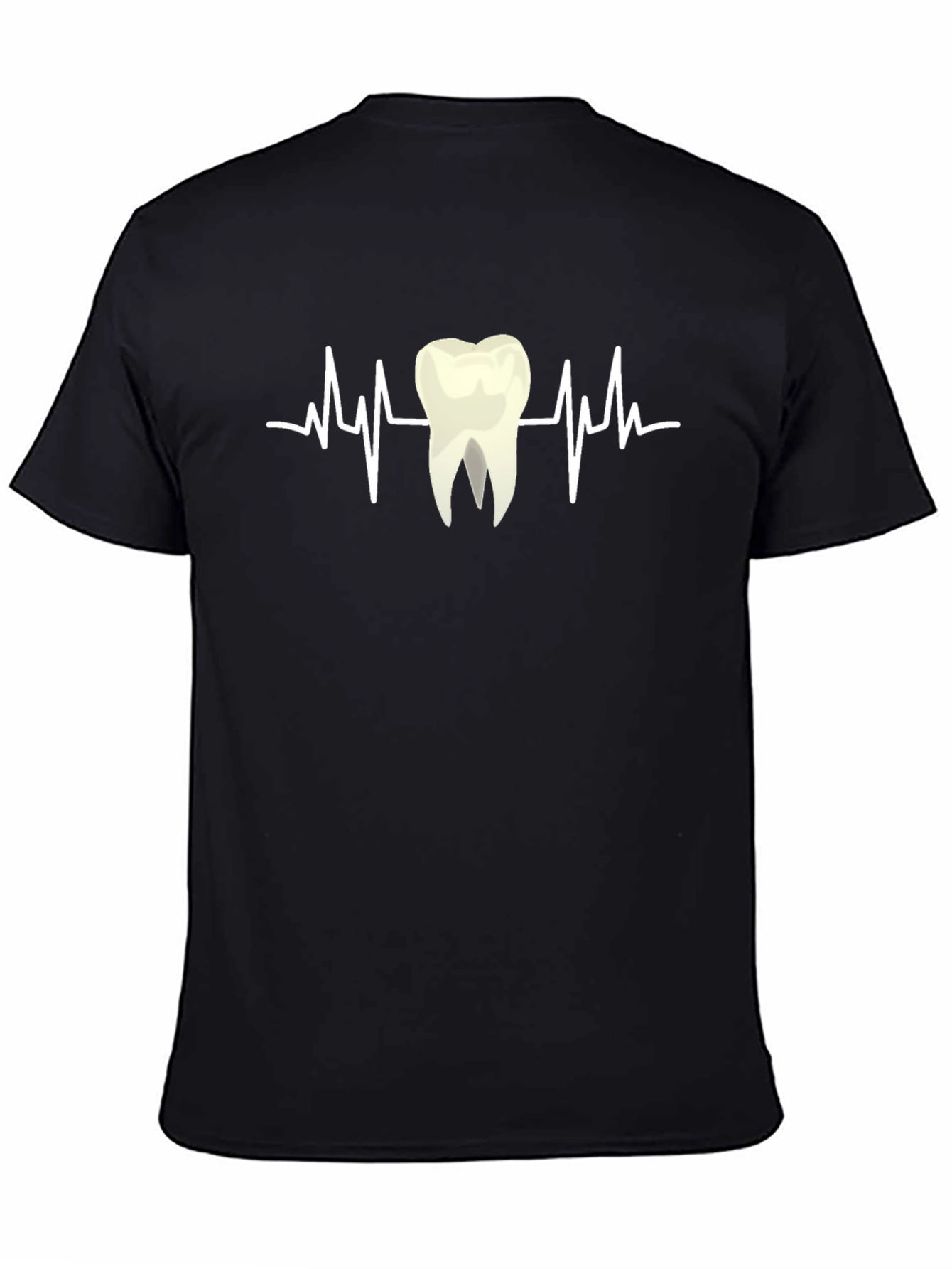 Black Dental Heartbeat T-Shirt - Dentist Humor view 4
