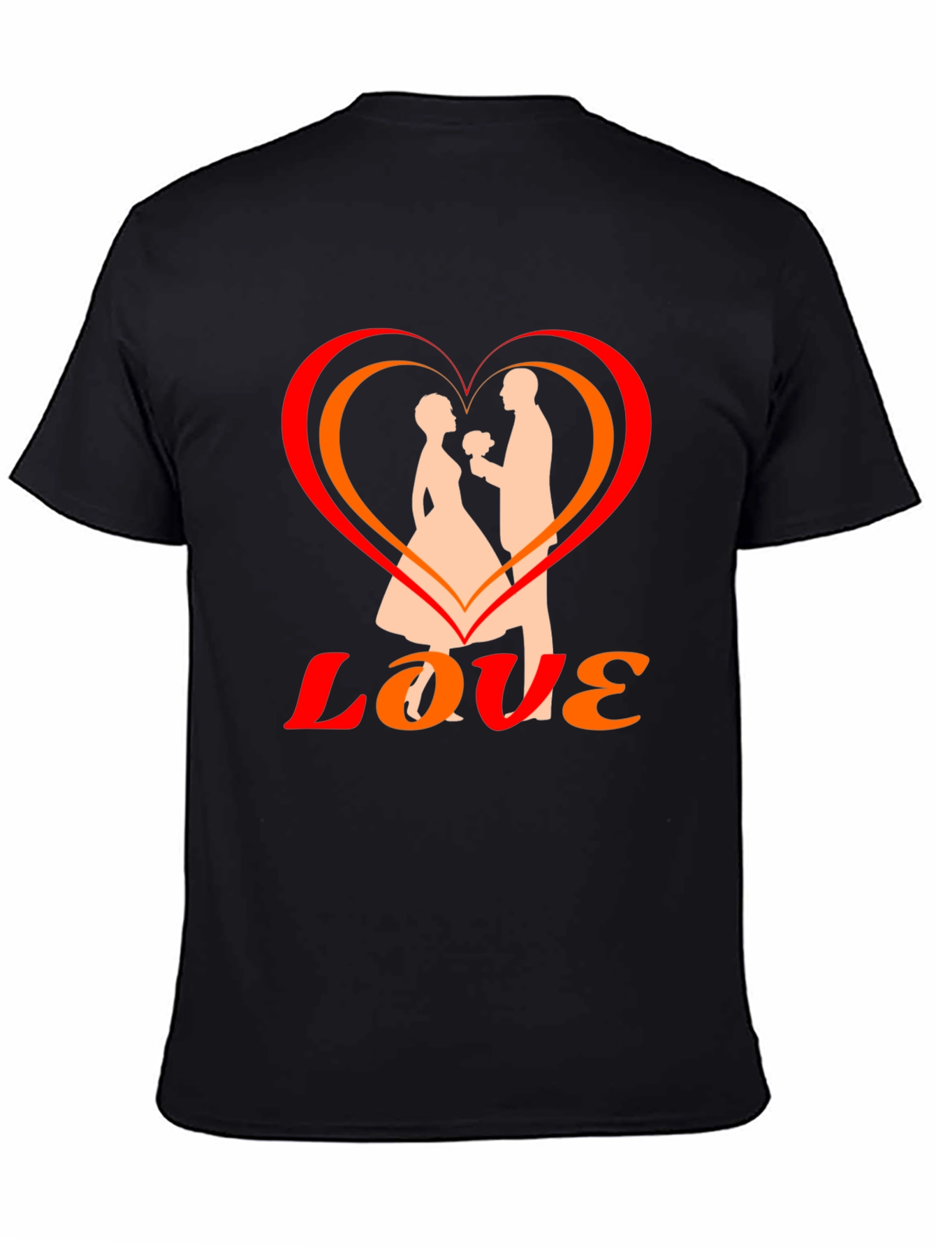 Black Love Graphic Tee - Heart Couple Design view 4