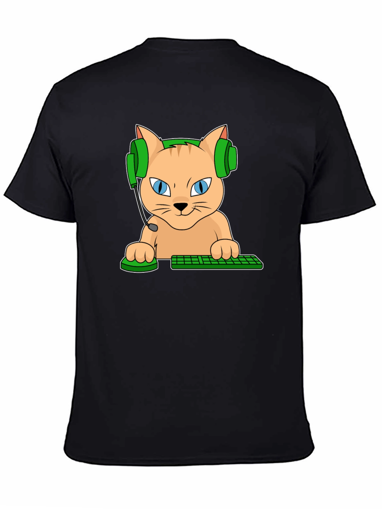 Black Gamer Cat Graphic T-Shirt view 4