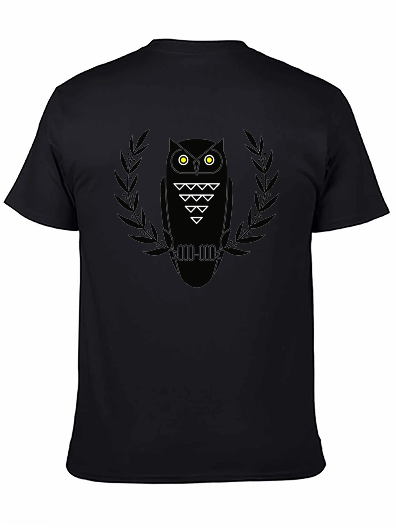 Black Men's Black Owl Graphic Tee - Modern Style view 4