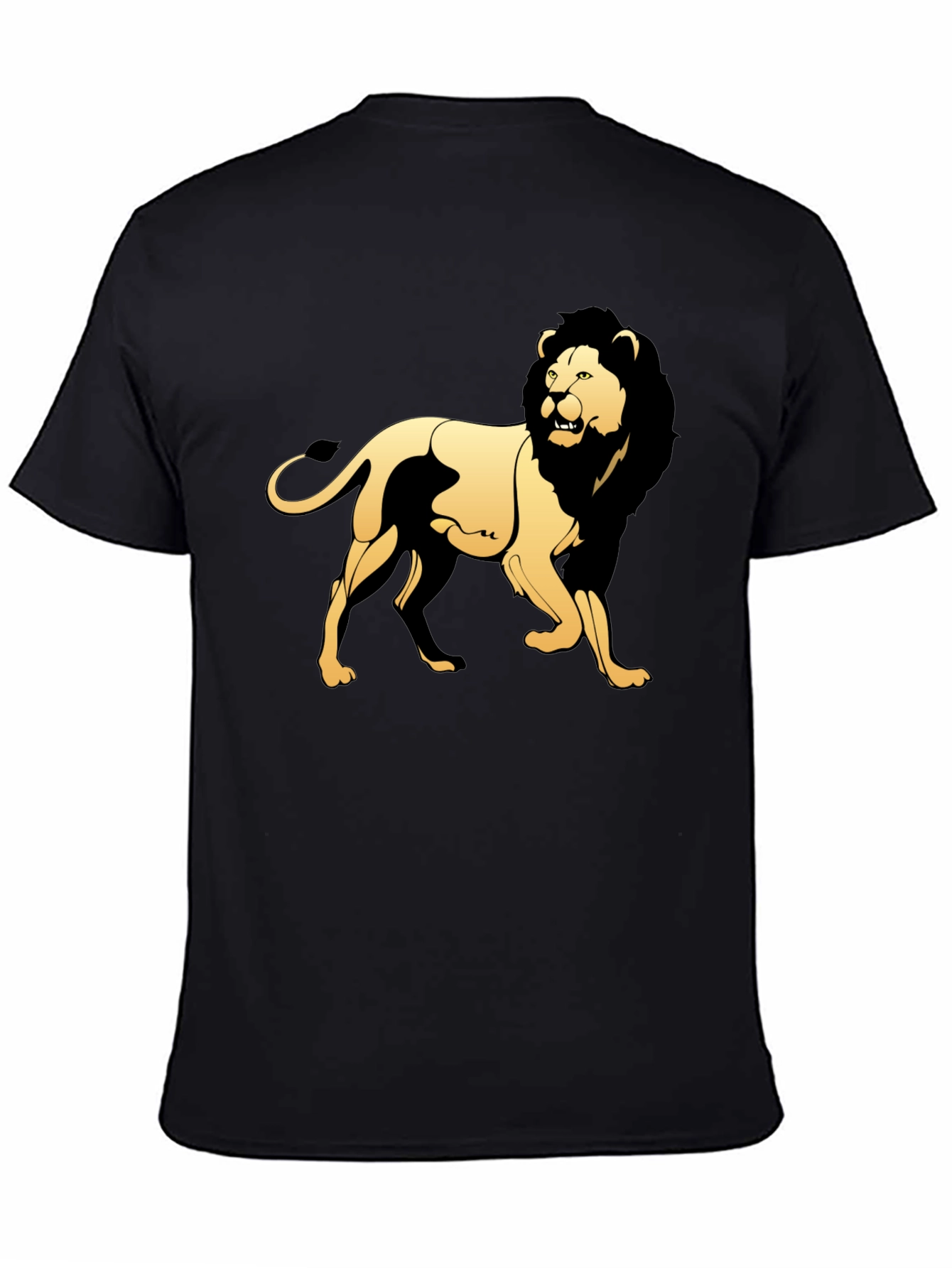 Black Black T-Shirt with Golden Lion Graphic view 4